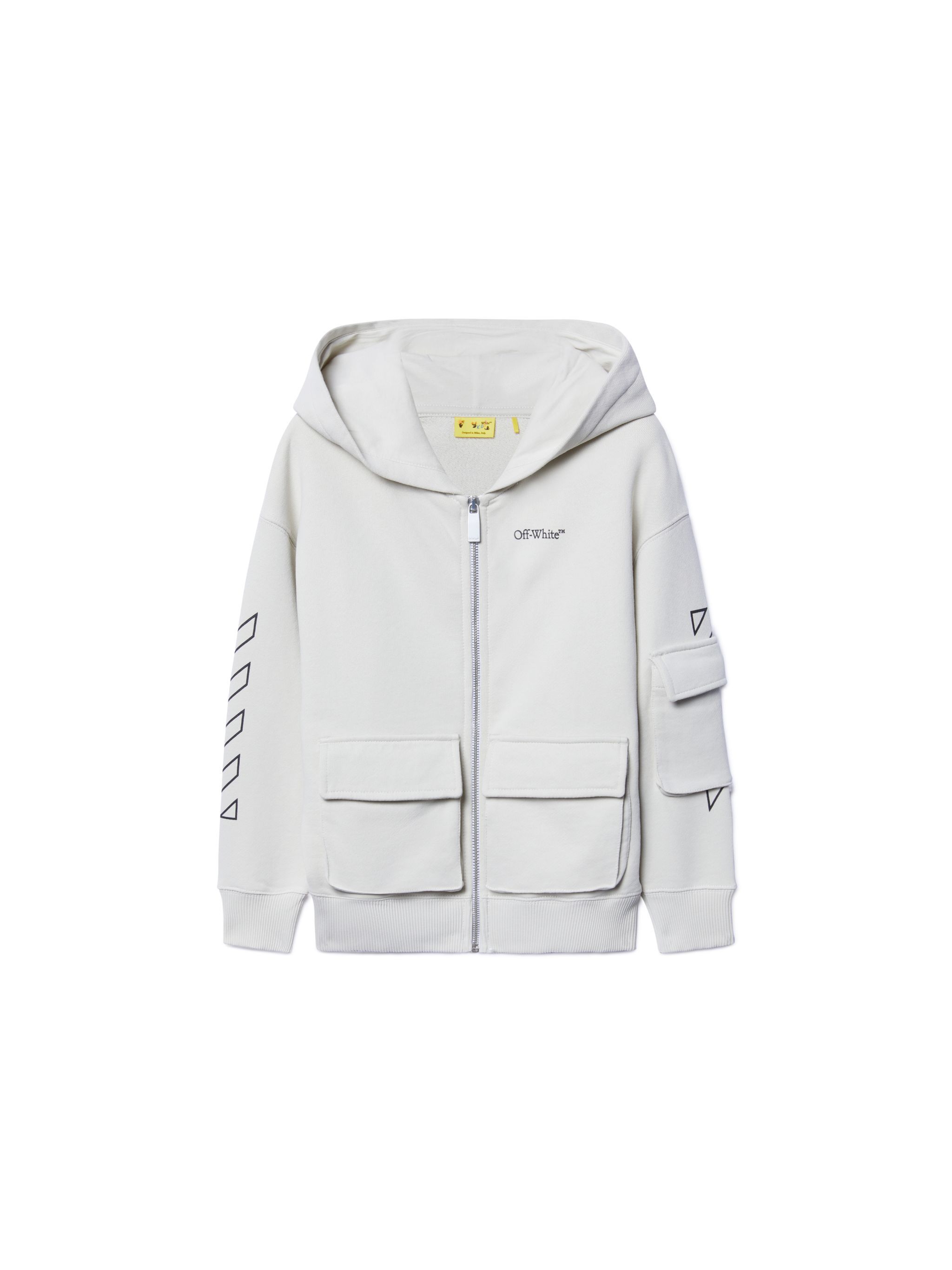 OFF WHITE Diagonal Bookish Hoodie Mit Reißverschluss GRAU OBBE005S25FLE001