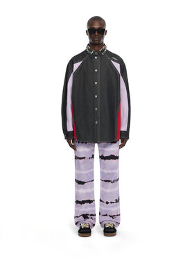 OFF WHITE Color Block Denim Crystal Overshirt BLACK 44MES01DZ26F002