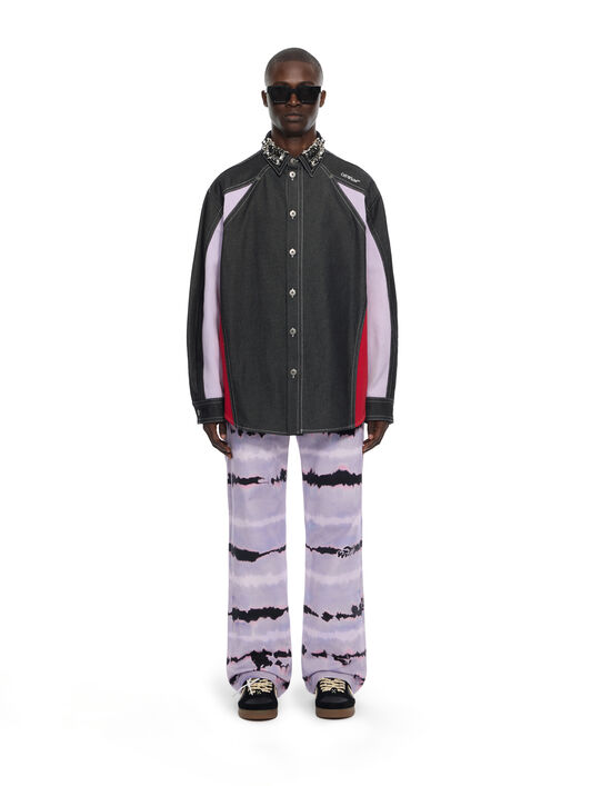 Color Block Denim Crystal Overshirt OFF WHITE Color Block Denim Crystal Overshirt BLACK 44MES01DZ26F002