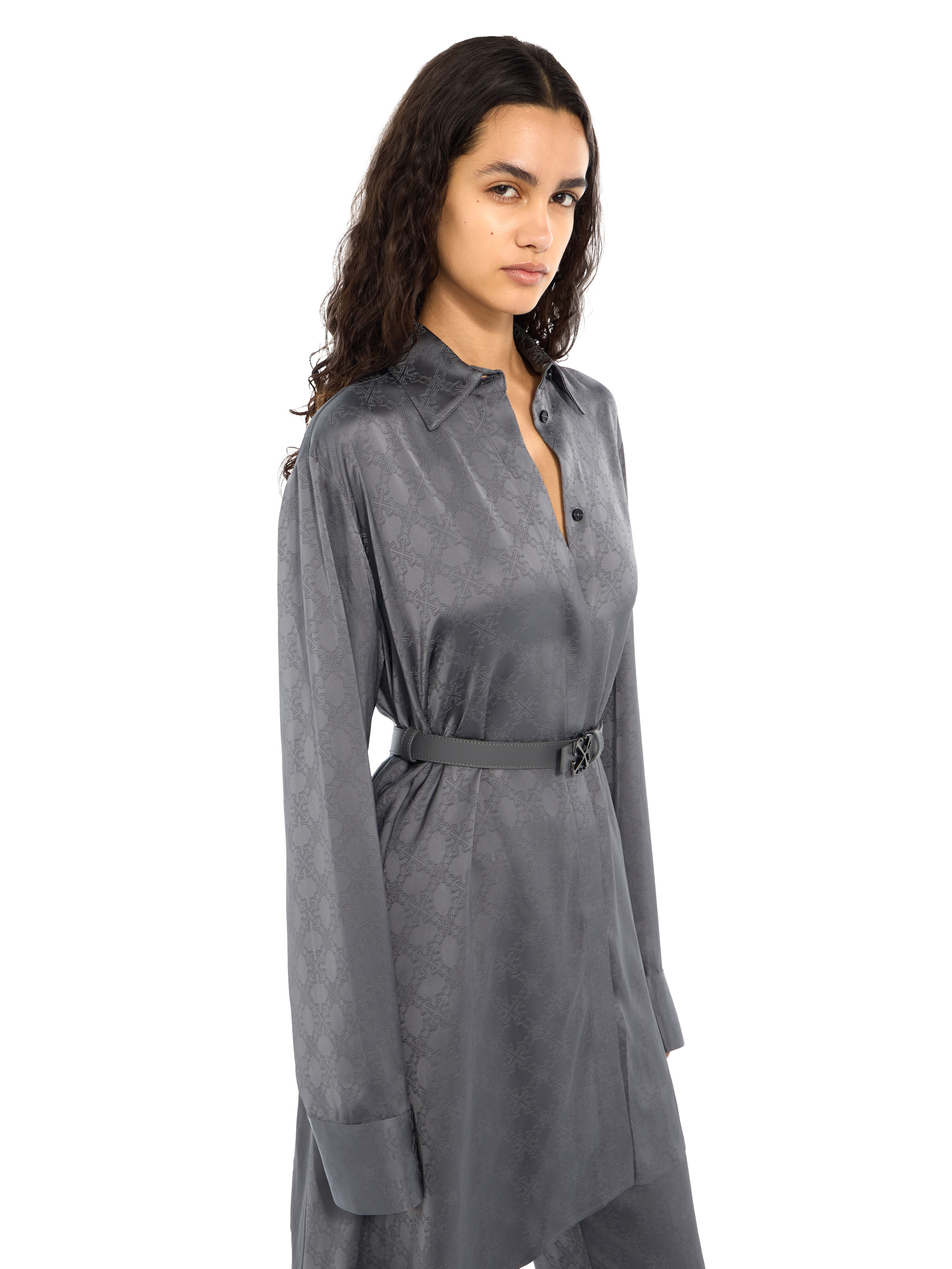 OFF WHITE Monogram Jacquard Asymmetric Shirt Dress Rosin Rosin 2FU00339T