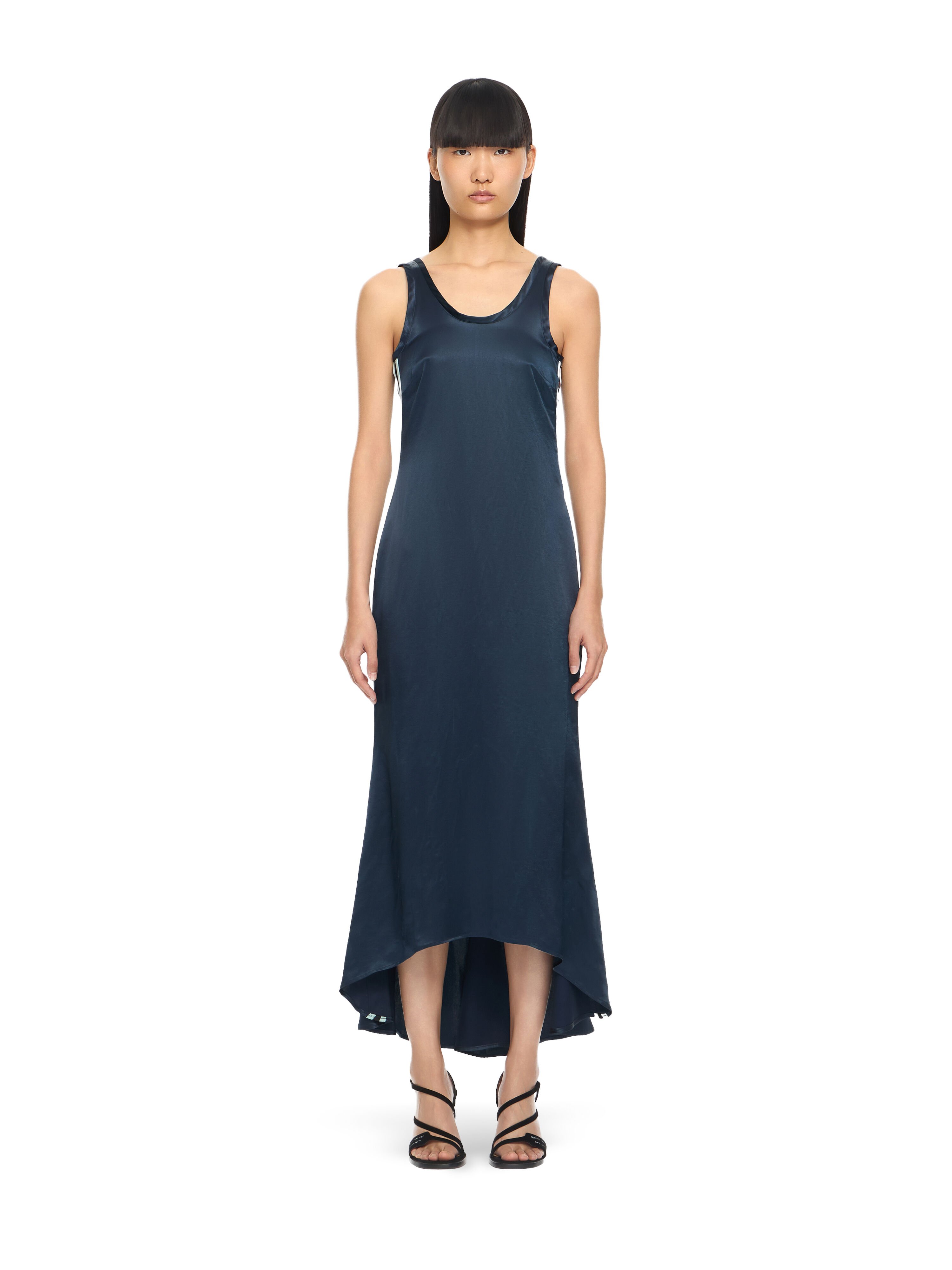 OFF WHITE Abito Midi Con Schiena Scoperta In Satin Night Sky-Haute Red 2DB56NS26FAB001