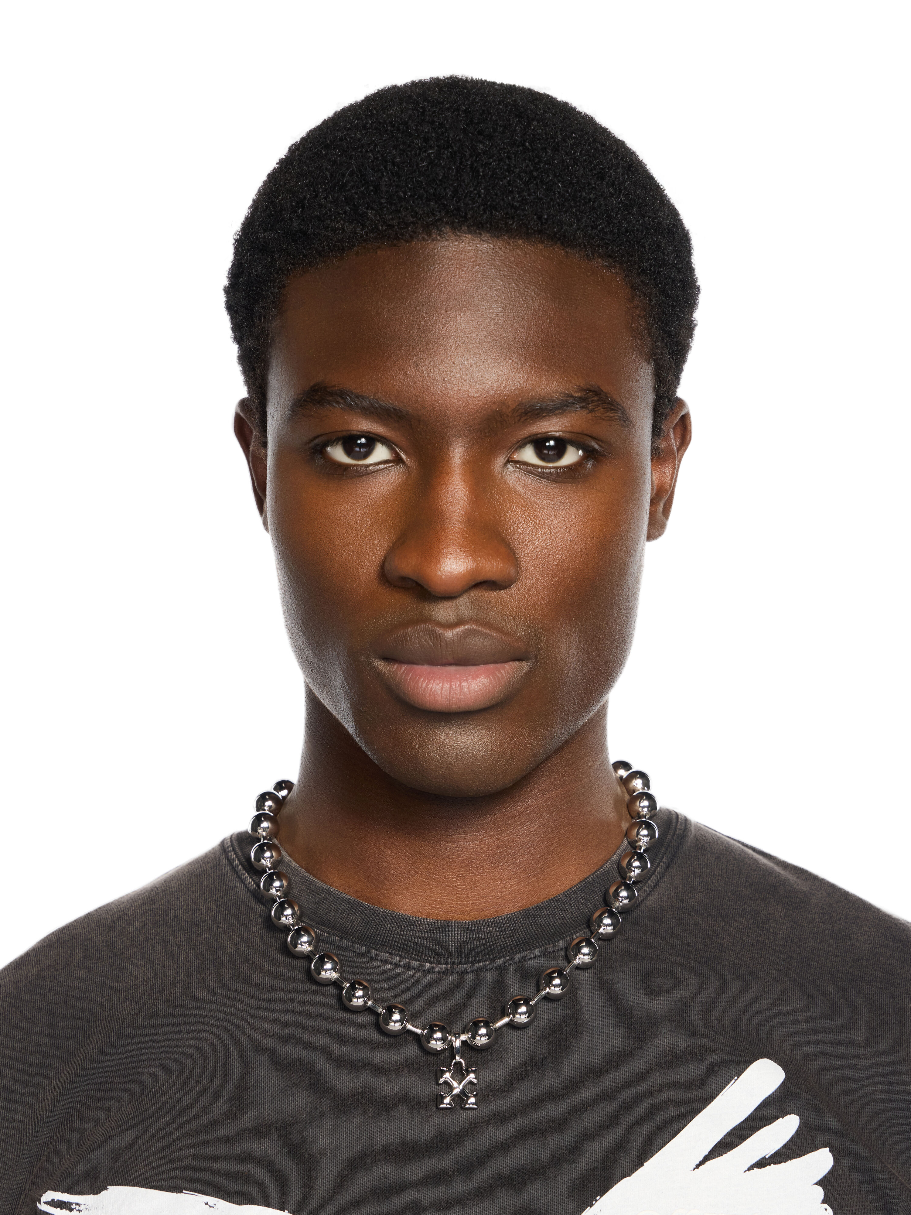 OFF WHITE Big Ball Chain Necklace SILVER - SILVER OMOB160F25MET001