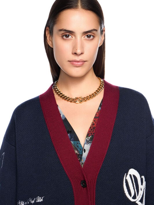 Jacquard Knit Varsity Cardigan OFF WHITE Jacquard Knit Varsity Cardigan BLUE IRIS-WHITE OWHB04GF25KNI001