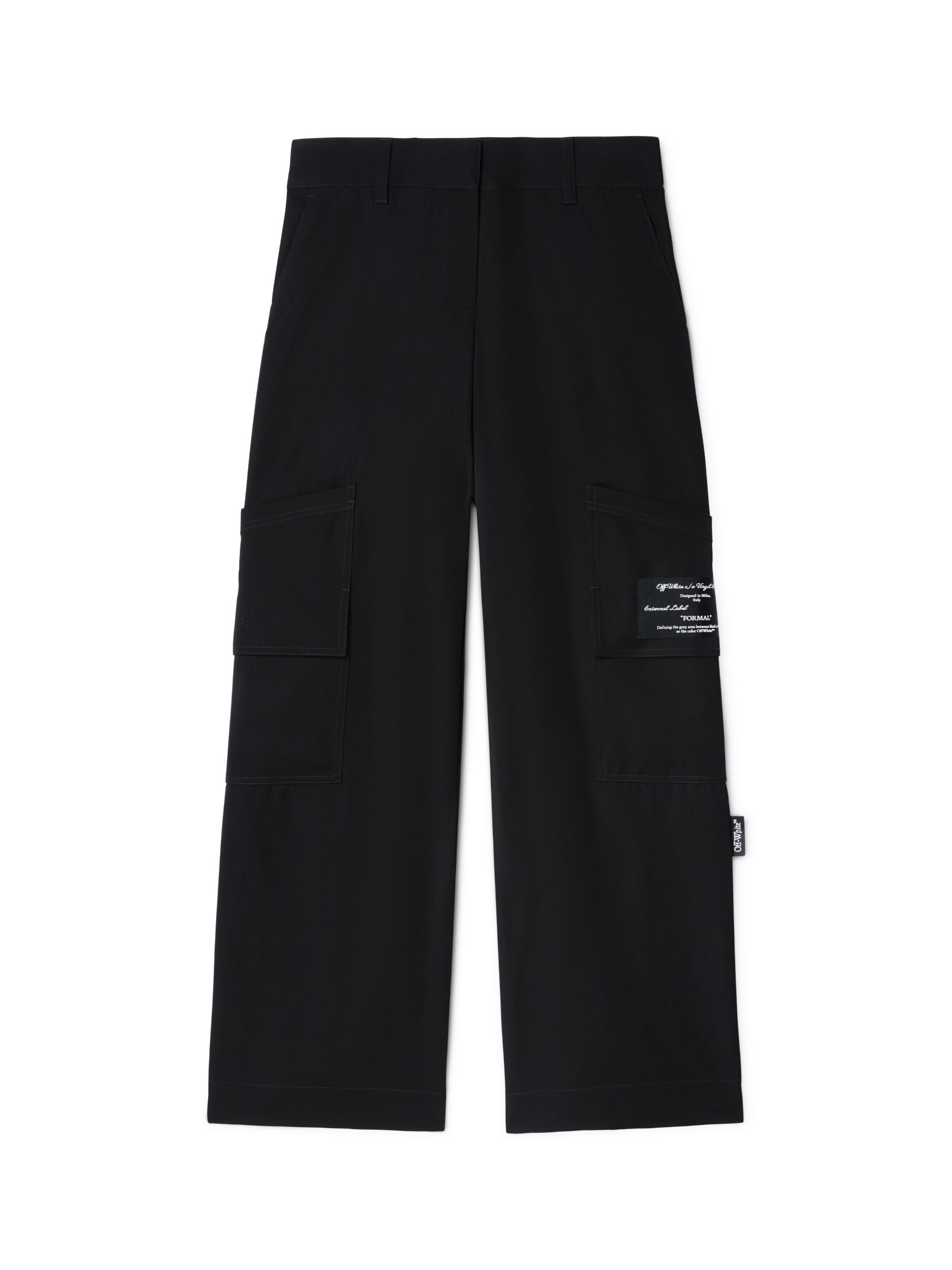 OFF WHITE Pantaloni Cargo Toybox Neri In Lana NERO OWCF026S25FAB003