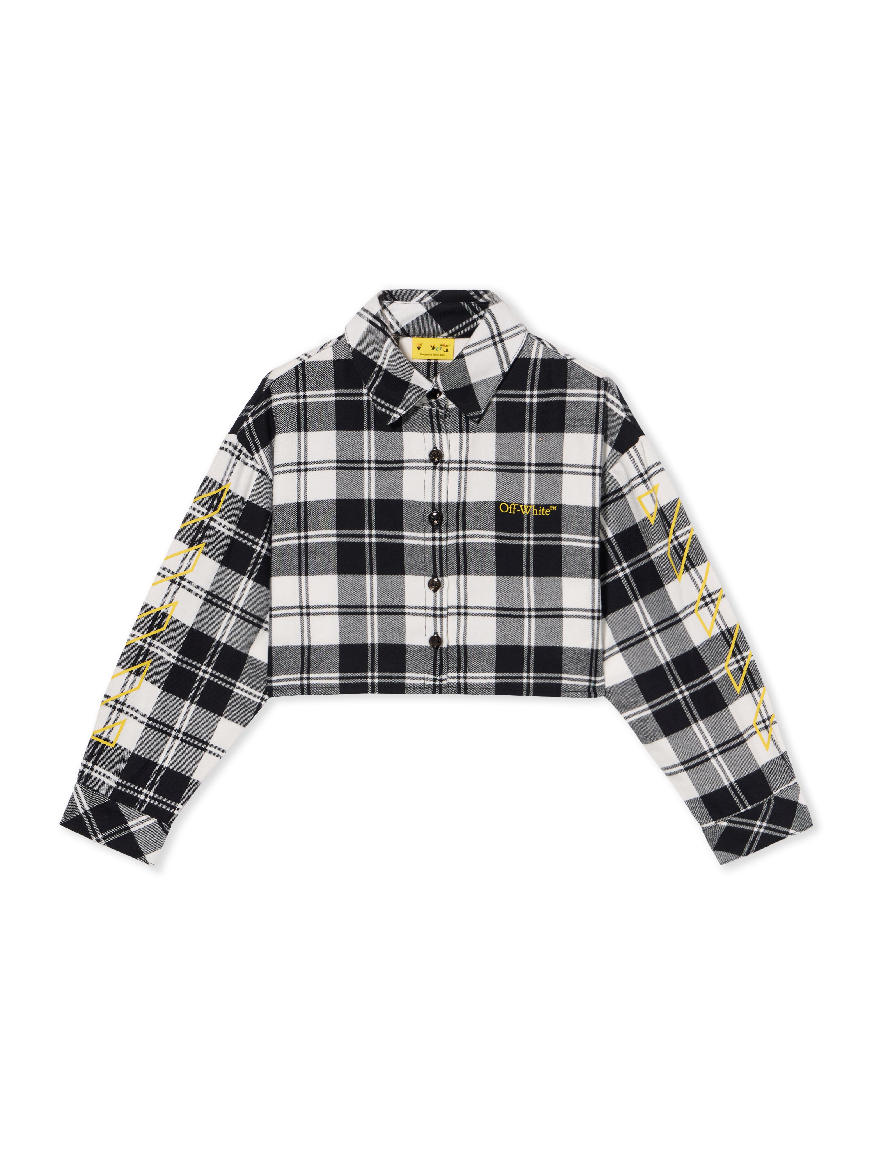 OFF WHITE Bookish Diagonal Flannel Shirt BLACK - YELLOW OGGA01CF25FAB001