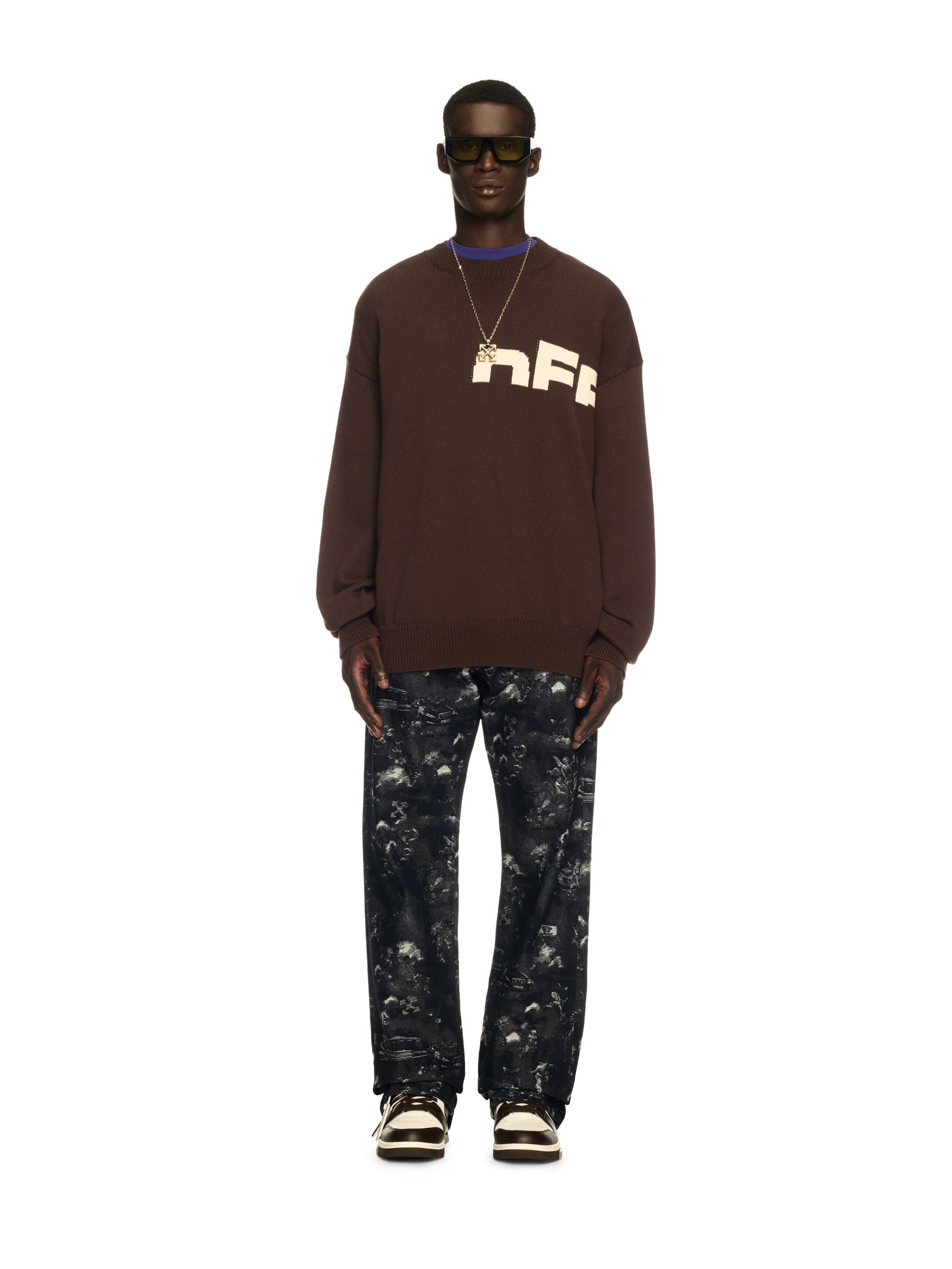 OFF WHITE Black Off Split Knit Sweater BROWN OMHE20AS25KNI002