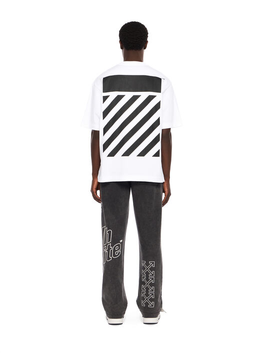 OFF WHITE Flannel Diagonal Skate Logo Tee WHITE - BLACK OMAA120F25JER00N
