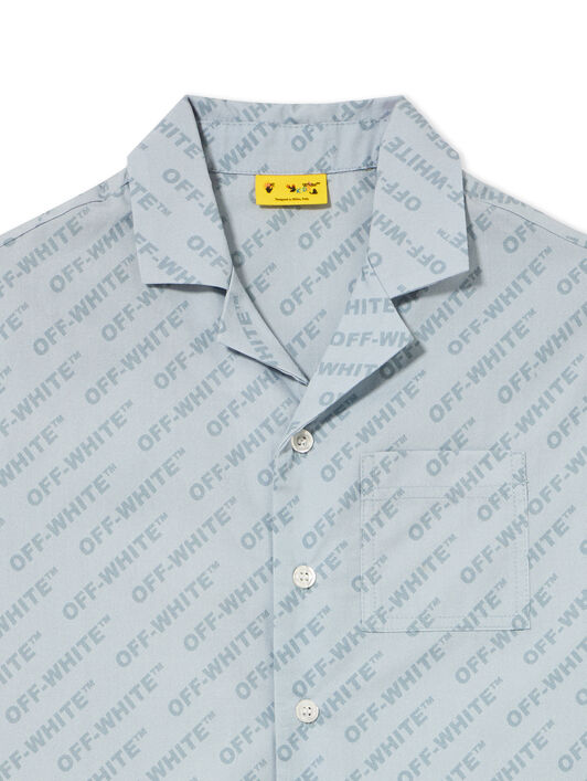 OFF WHITE Logo Aop Bowling Shirt DUSTY BLUE 44BGA002S26F001