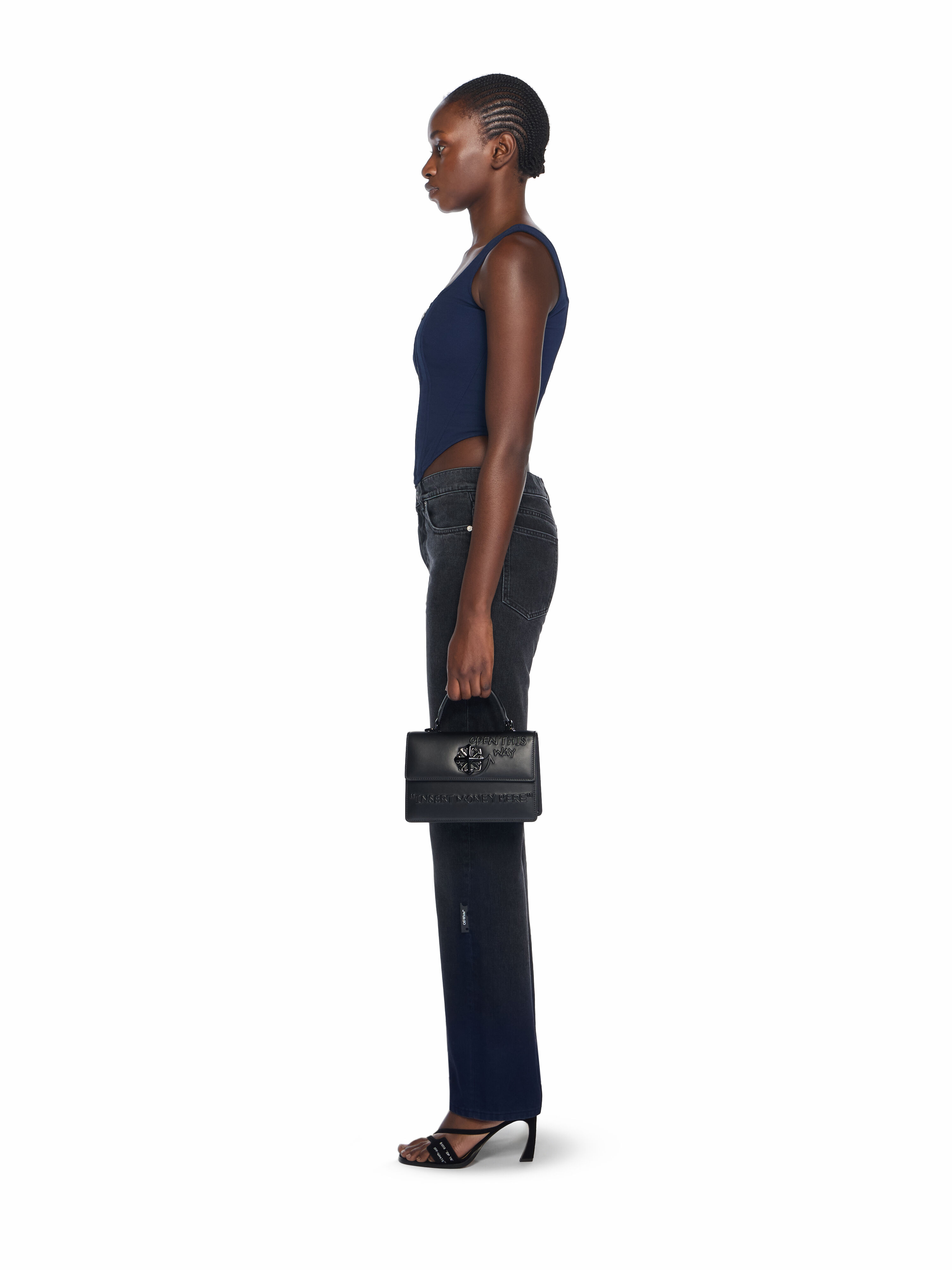 OFF WHITE Jitney 1.4 Top Handle Quote3D BLACK - BLACK OWNP062C99LEA003