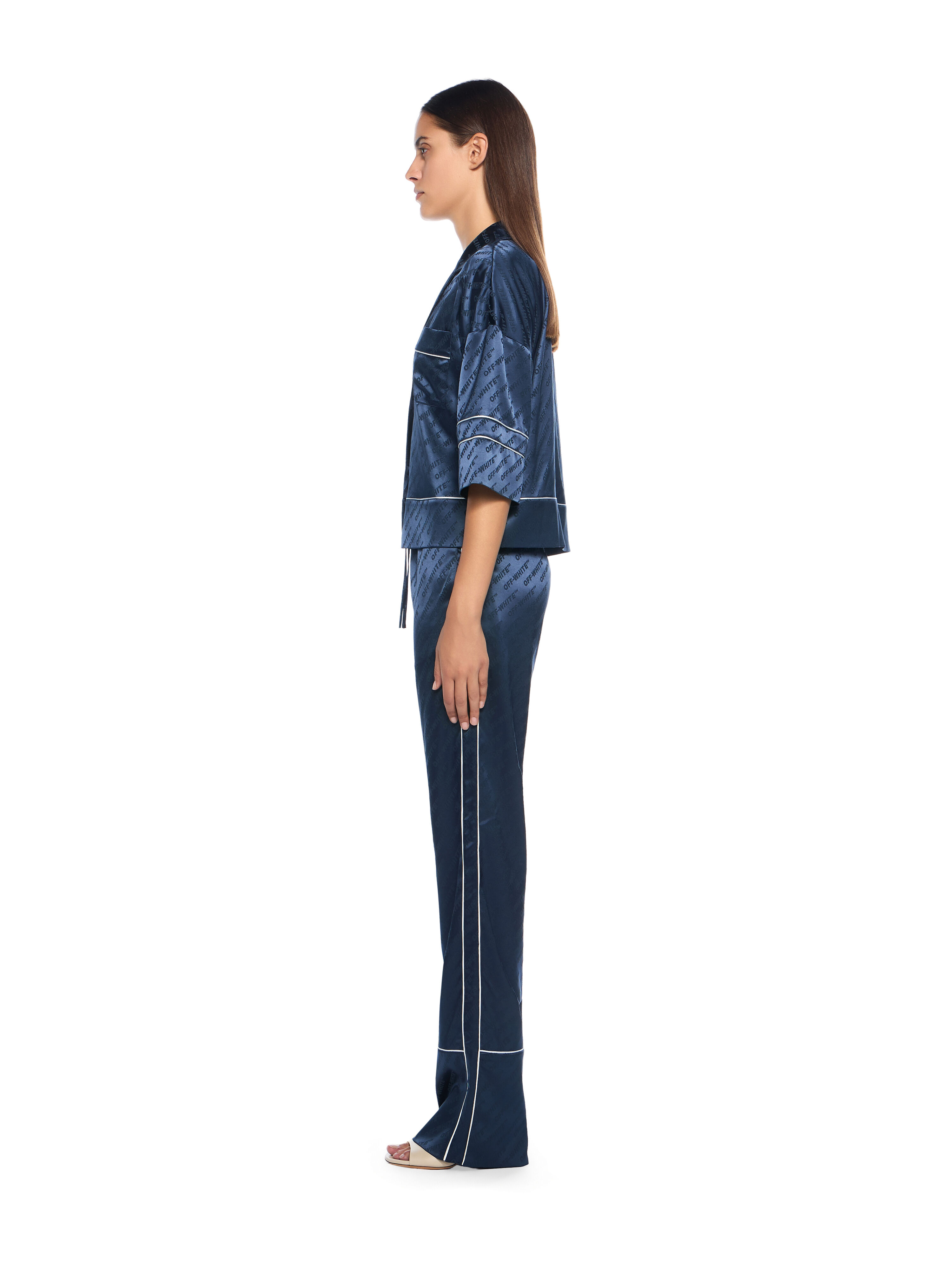 OFF WHITE Jacquard Satin Pajama Shirt BLUE IRIS-NO COLOR OWGG008F25FAB001