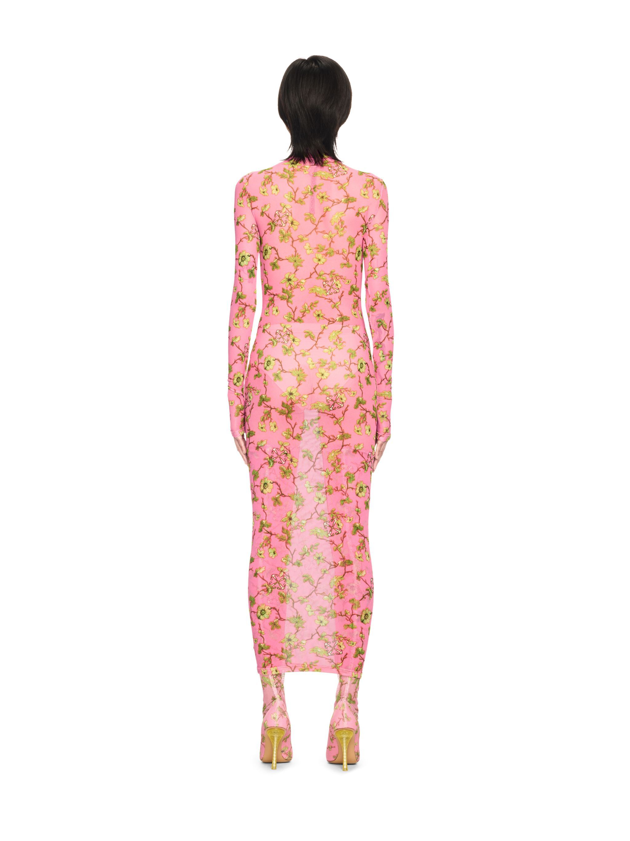 OFF WHITE RAMAGE TULLE LONG DRESS PINK OWDB50FF24JER001