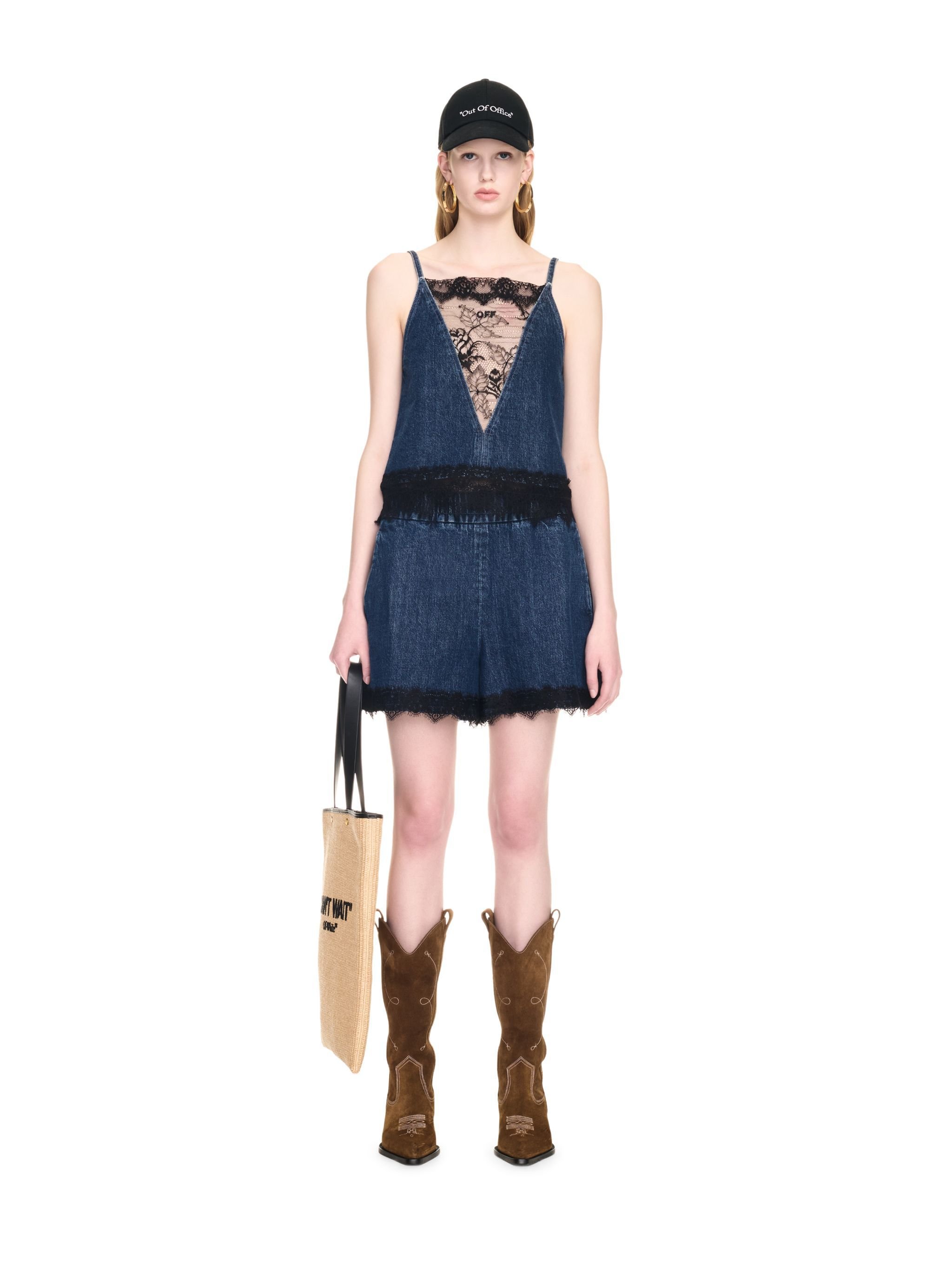 OFF WHITE Lace 20s Jeansshort BLAU OWYC017F24DEN001