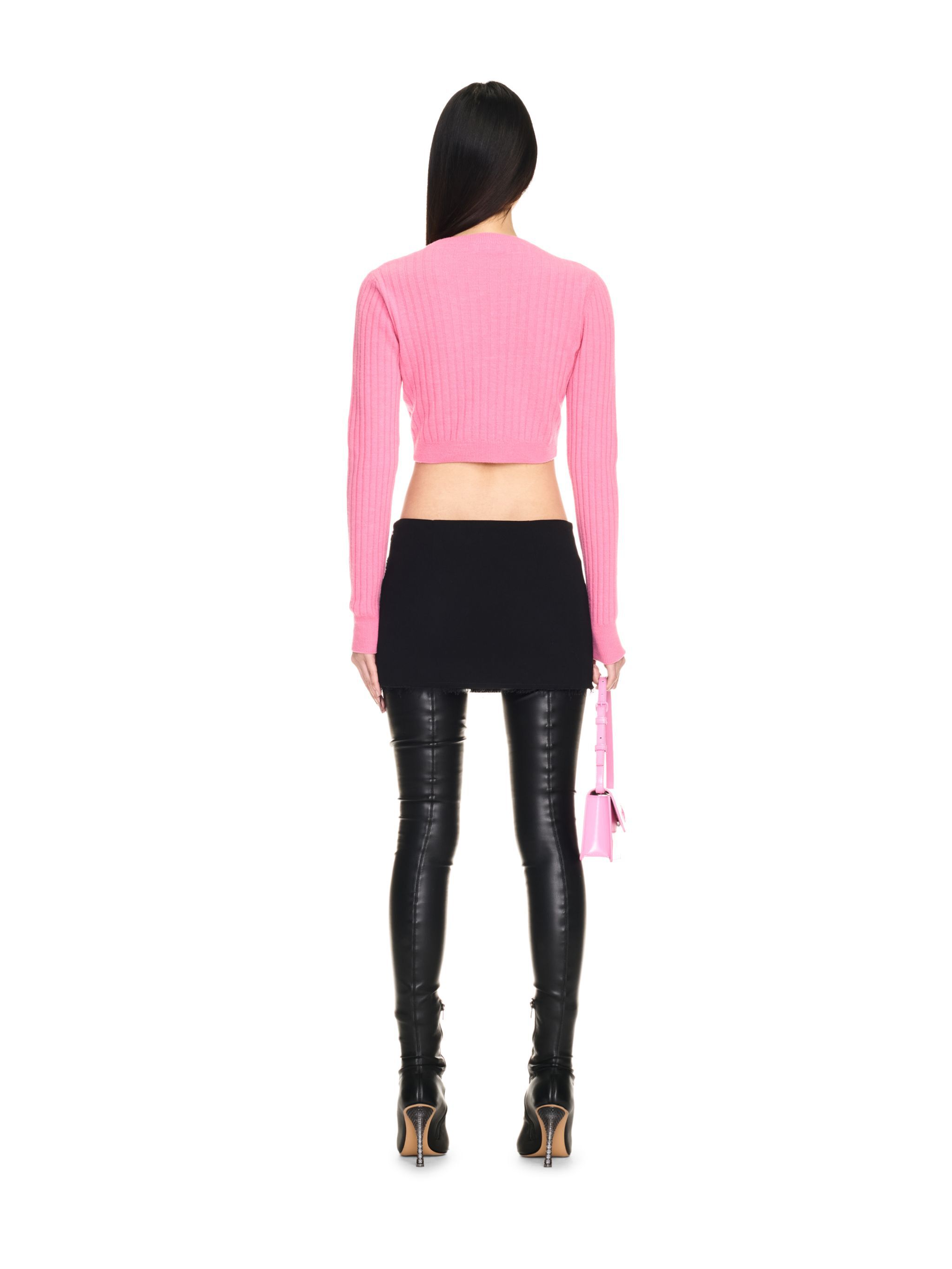 OFF WHITE We Upside Down Crop Cardigan PINK OWHB048F24KNI001