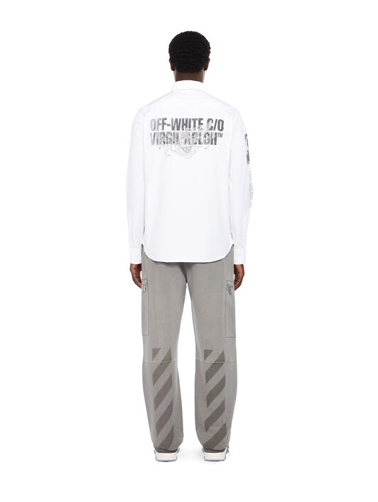OFF WHITE Emblem Poplin Military Shirt WHITE - BLACK OMGE04IF25FAB002