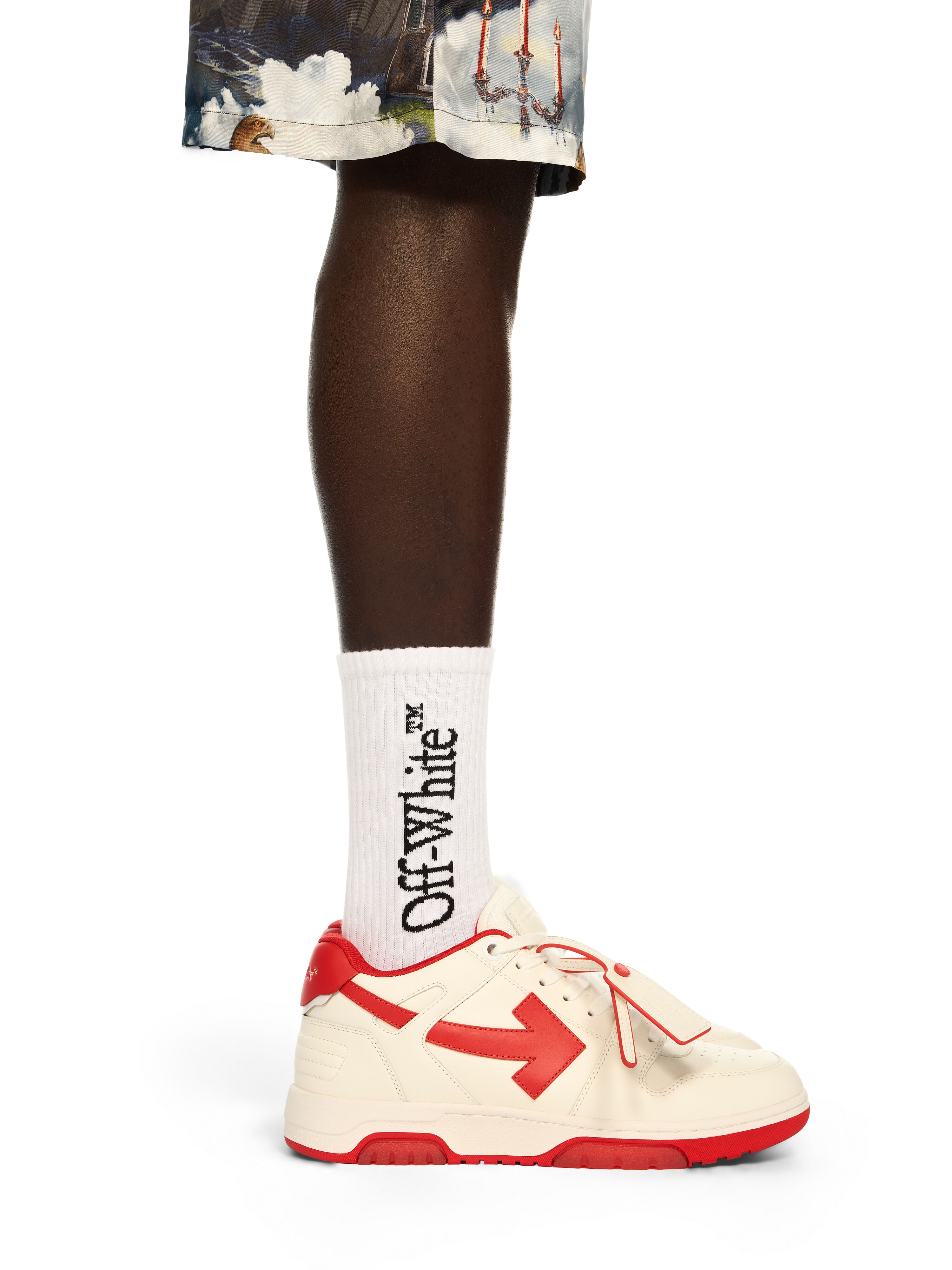 Out Of Office Leather Sneakers in WHITE - RED for Men | Off