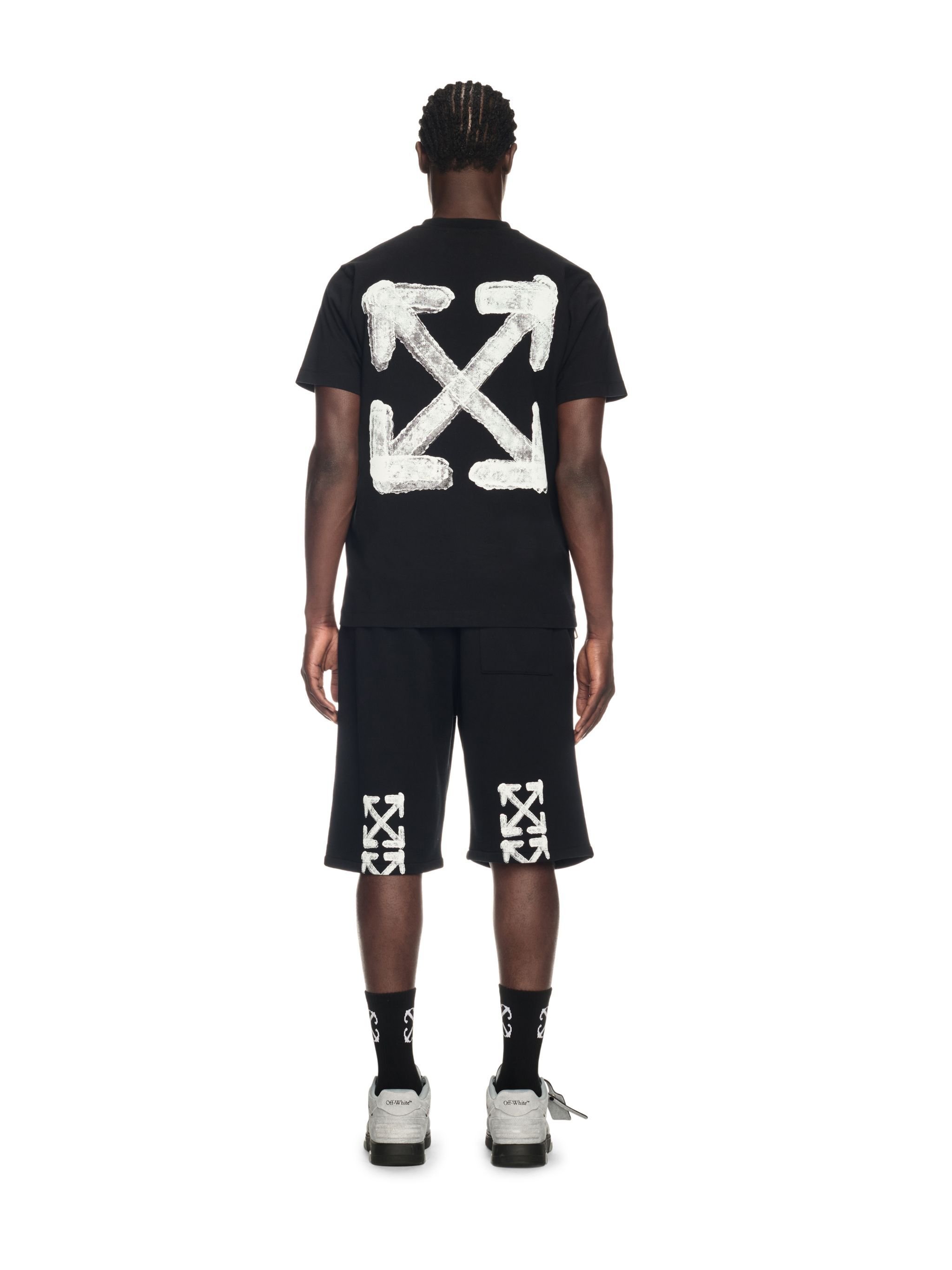 OFF WHITE Schwarzes T-Shirt Mit Gesprühtem Pfeil-Motiv SCHWARZ OMAA027S25JER00B