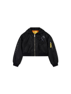 OFF WHITE Ribbon Diagonals Cropped Bomber Jacket BLACK 44GEH005F26F001