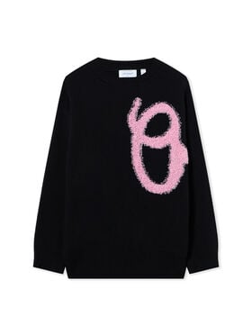 OFF WHITE Ow Shared Wo Fuzzy Knit Crewn Black-Soft Pink 2HE10US26KNI001