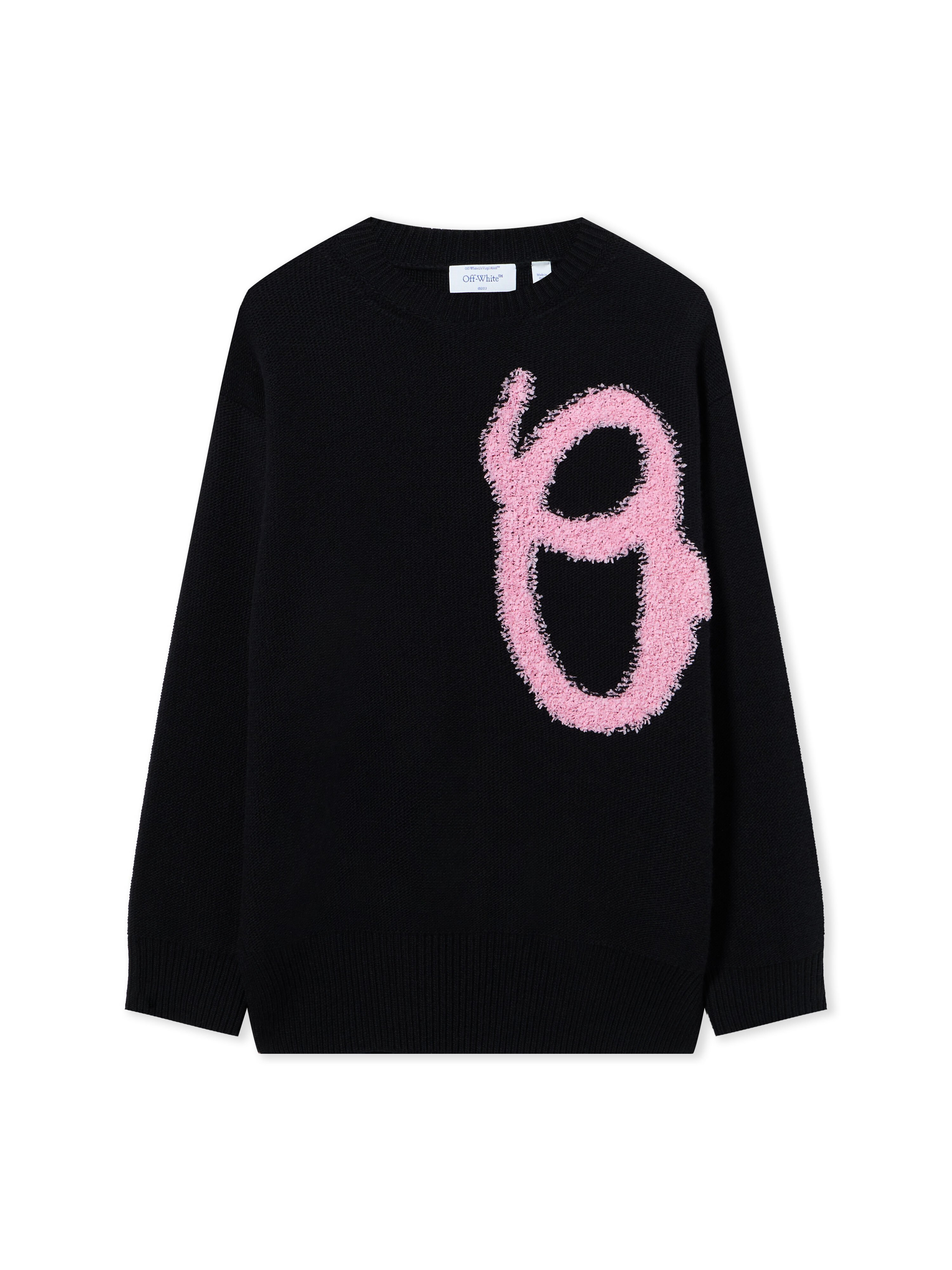 OFF WHITE Ow Shared Wo Fuzzy Knit Crewn Black-Soft Pink 2HE10US26KNI001