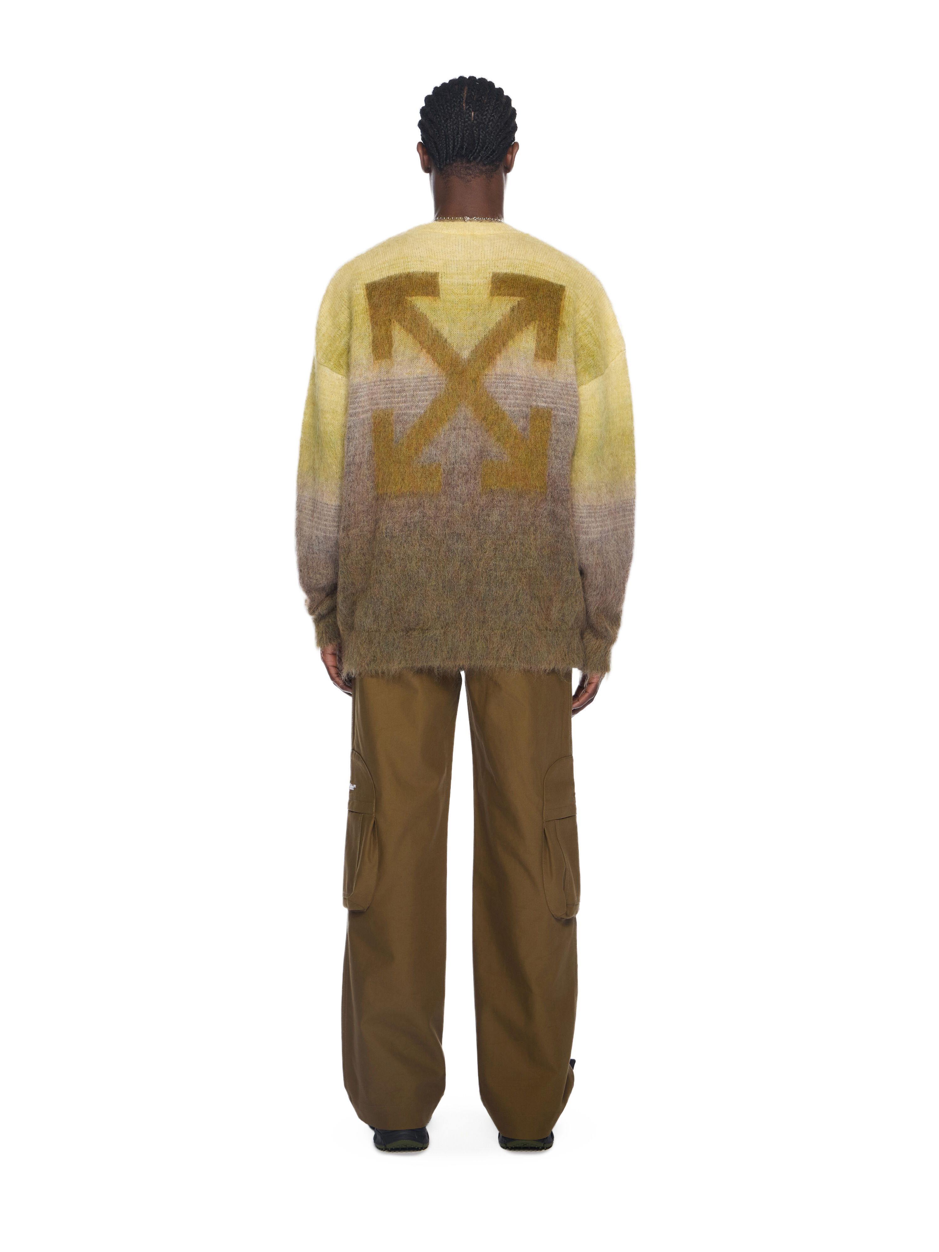 Mohair Arrow Gradient Crewneck Sweater OFF WHITE Mohair Arrow Gradient Crewneck Sweater GREEN MOSS - BEECH OMHE170F25KNI001