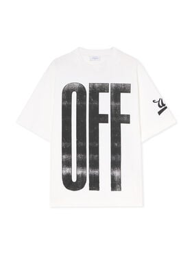 OFF WHITE Big Off Diagonal Skate Logo T-Shirt WHITE - BLACK OMAA120F25JER00L