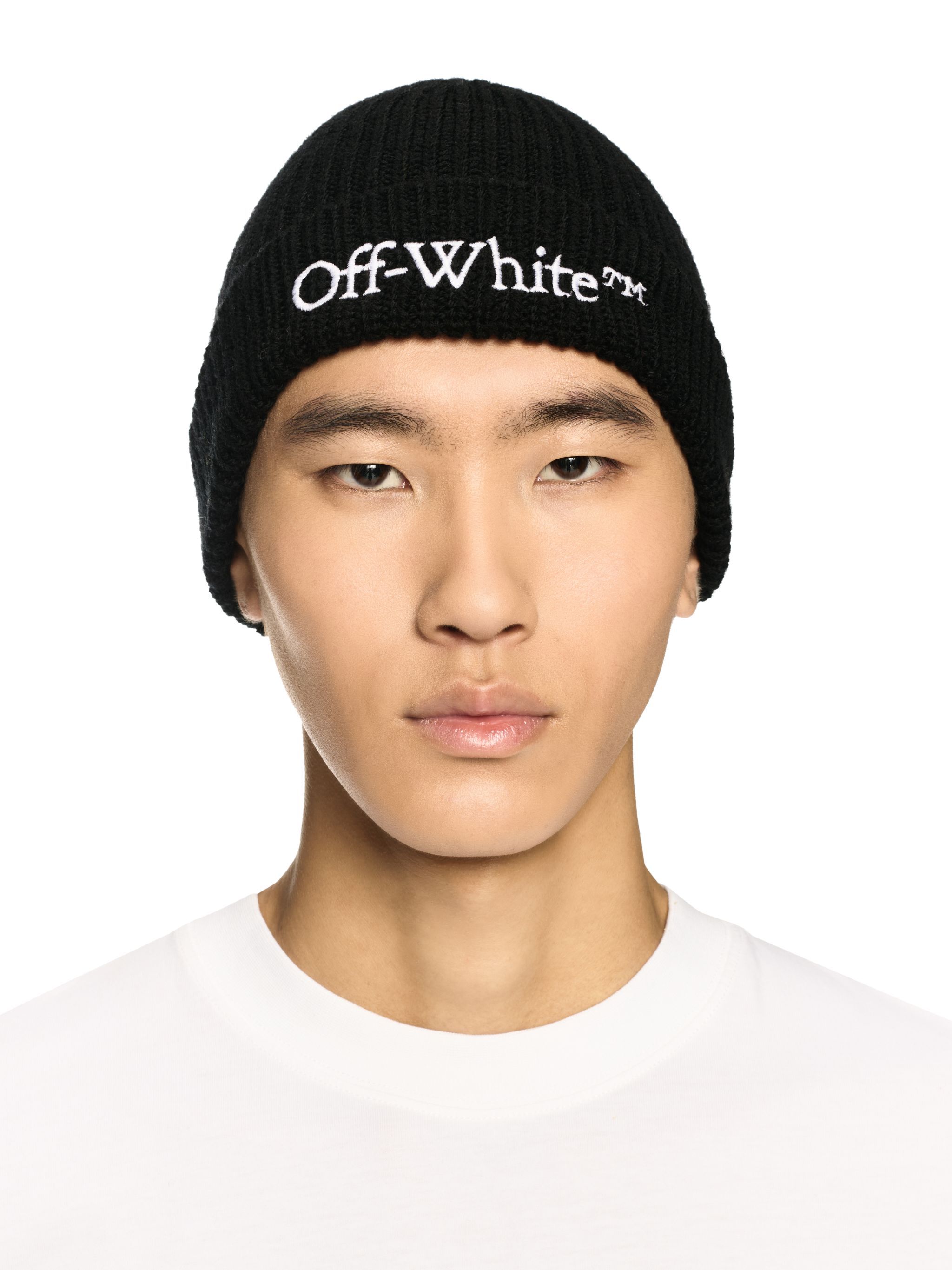 OFF WHITE Schwarze Bookish Strickmütze SCHWARZ OMLC041C99KNI003