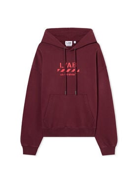 LAB L/AB Diagonal Washed Hoodie RED DAHLIA 44LABF26K058