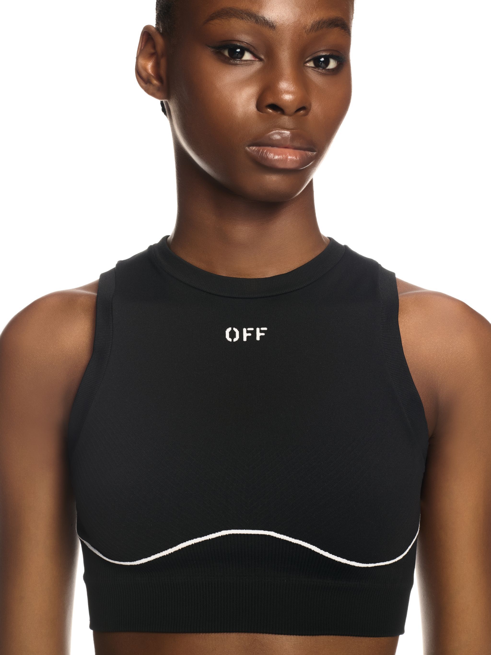 OFF WHITE Top Nero Senza Cuciture Con Logo Off NERO OWVO05AC99KNI002