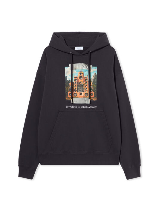OFF WHITE Train Off Skate Hoodie DARK SAPPHIRE - WHITE OMBB085F25FLE007