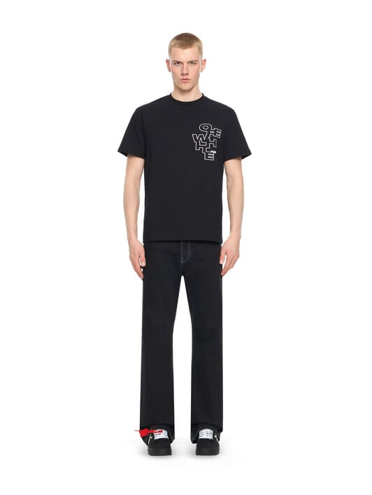 OFF WHITE Slim Fit Outlined Signature S/S T-Shirt BLACK 44OWOS26T063