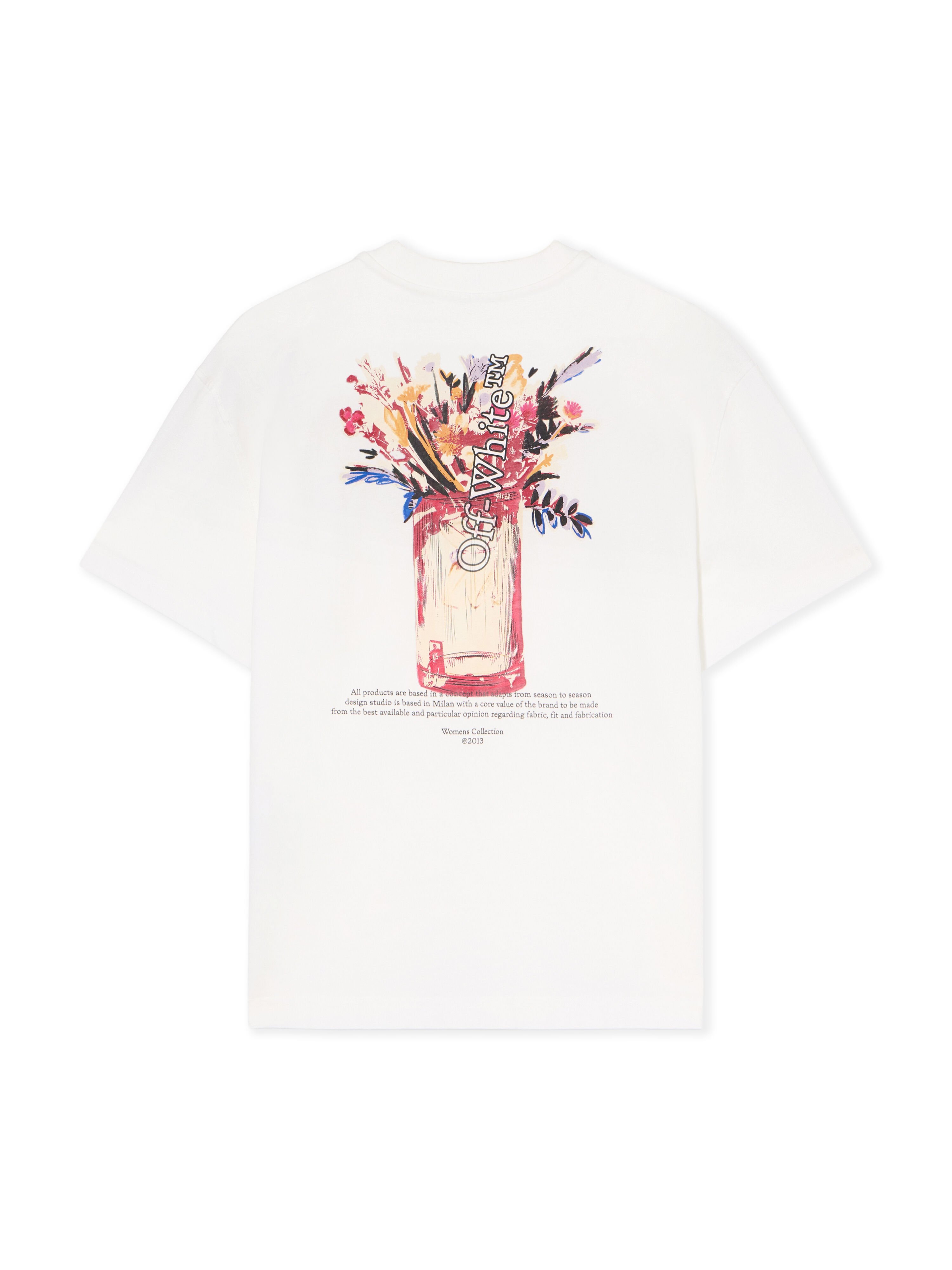 OFF WHITE Flower Vase Regular Logo Tee WHITE - BLACK OWAA089F25JER005