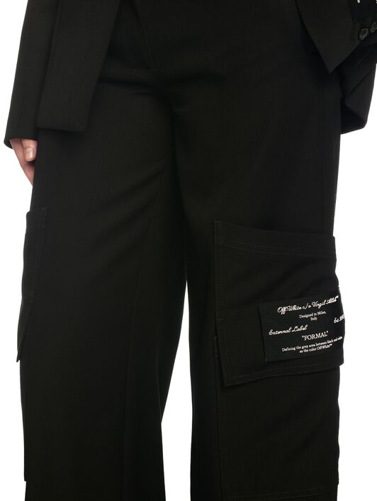 OFF WHITE Pantaloni Cargo Toybox Neri In Lana NERO OWCF026S25FAB003