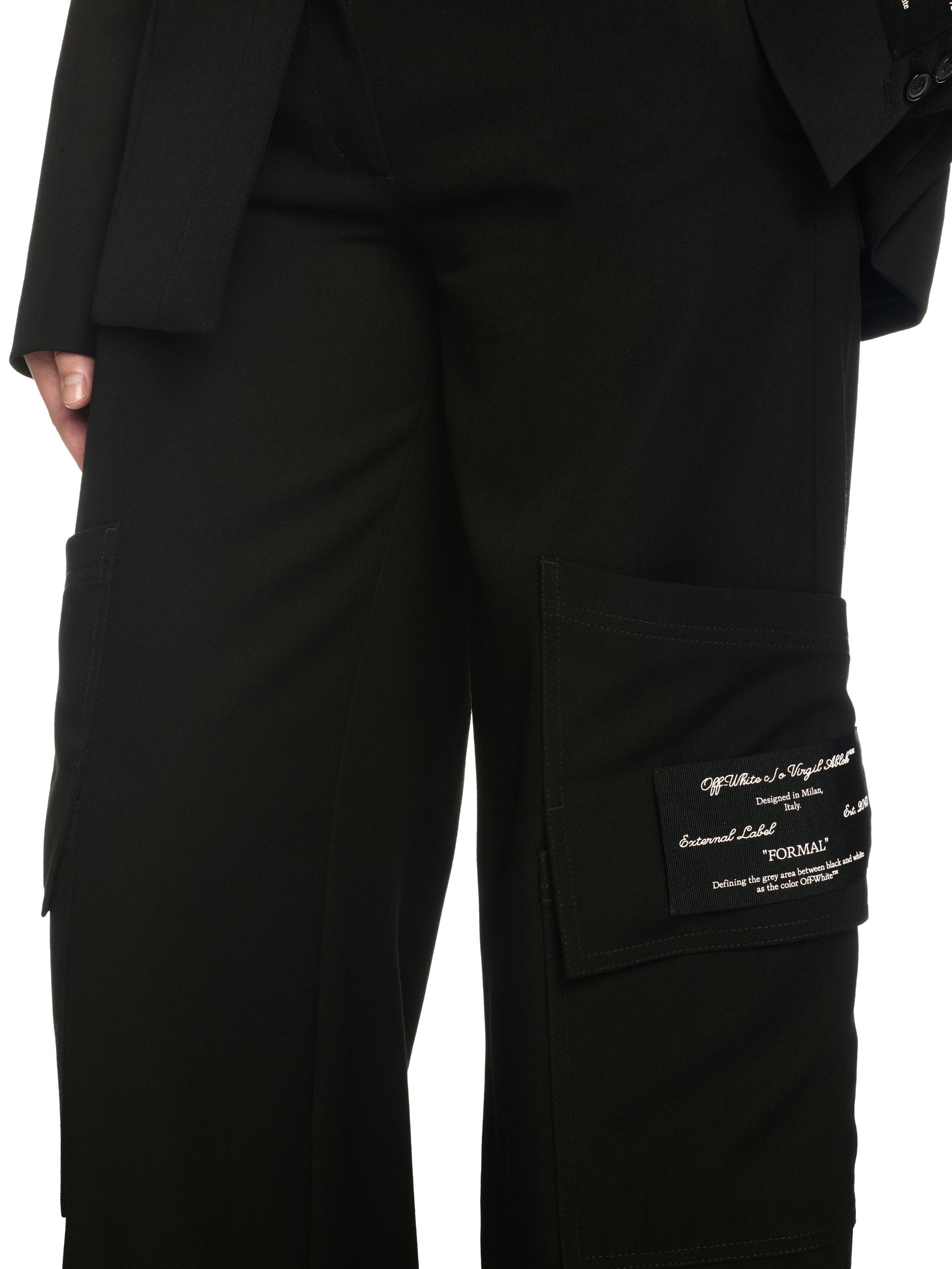 OFF WHITE Pantaloni Cargo Toybox Neri In Lana NERO OWCF026S25FAB003