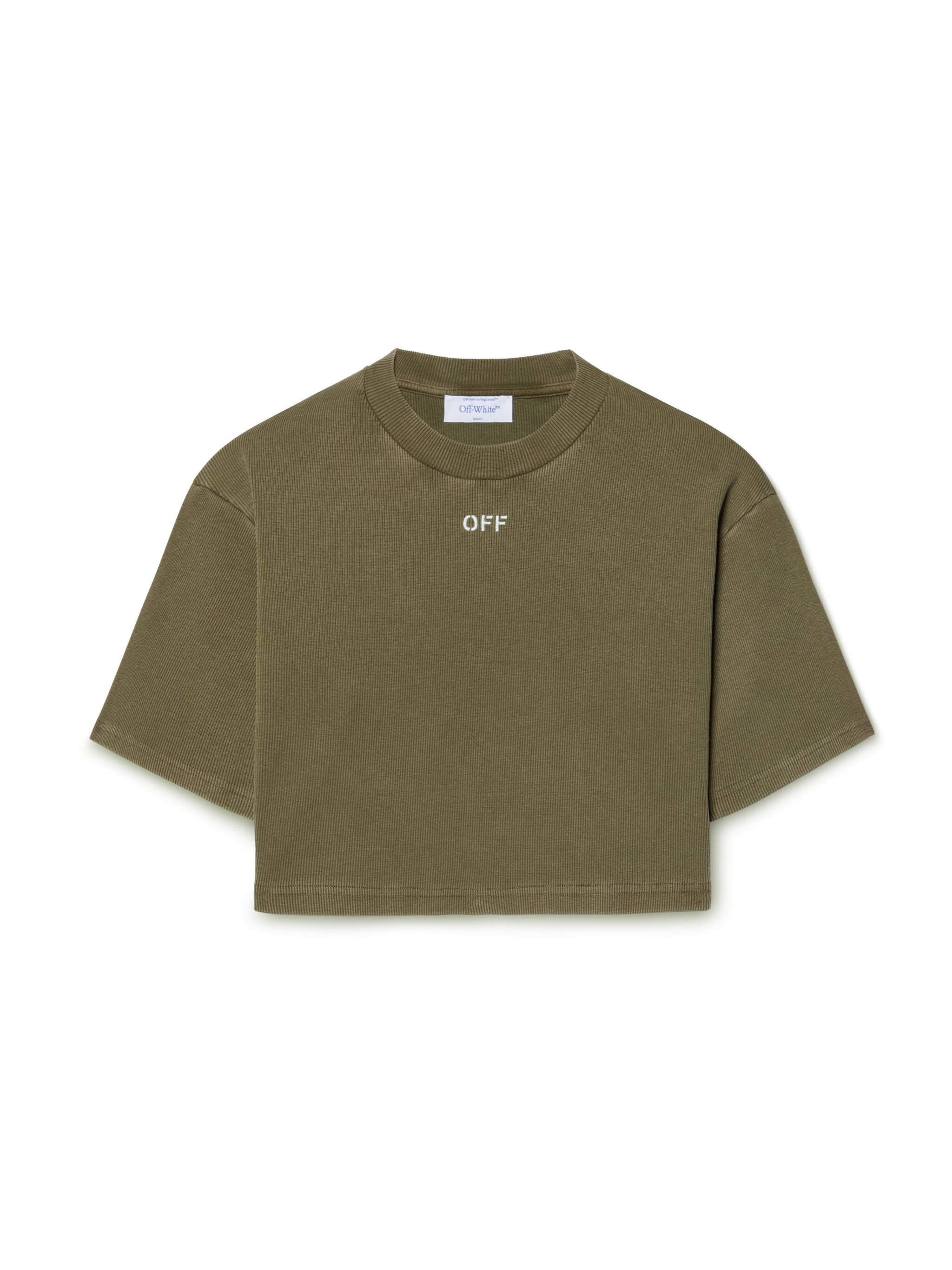 OFF WHITE Green Stamp Cropped T-Shirt GREEN OWAA081S25JER002