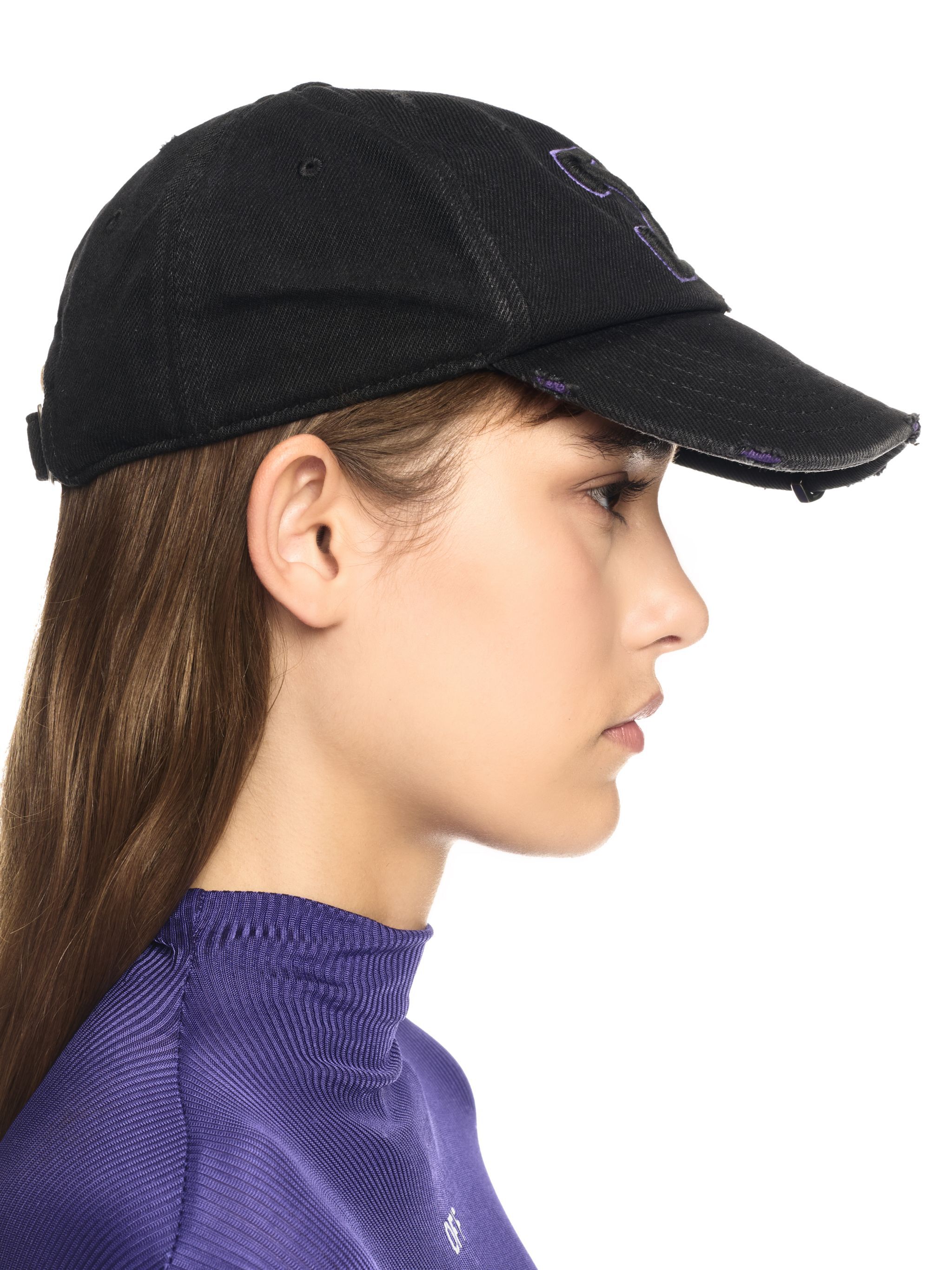 OFF WHITE Distressed Denim Baseball Cap Black BLACK OWLA017S25DEN003