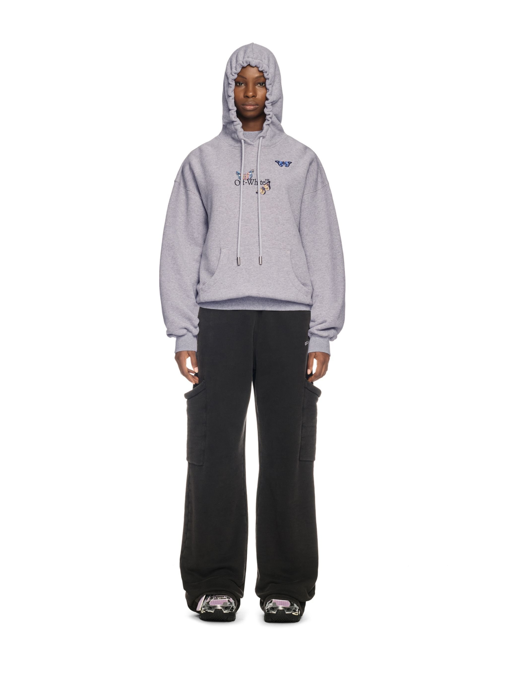 OFF WHITE Grauer Butterfly Hoodie GRAU OWBB058S25FLE001