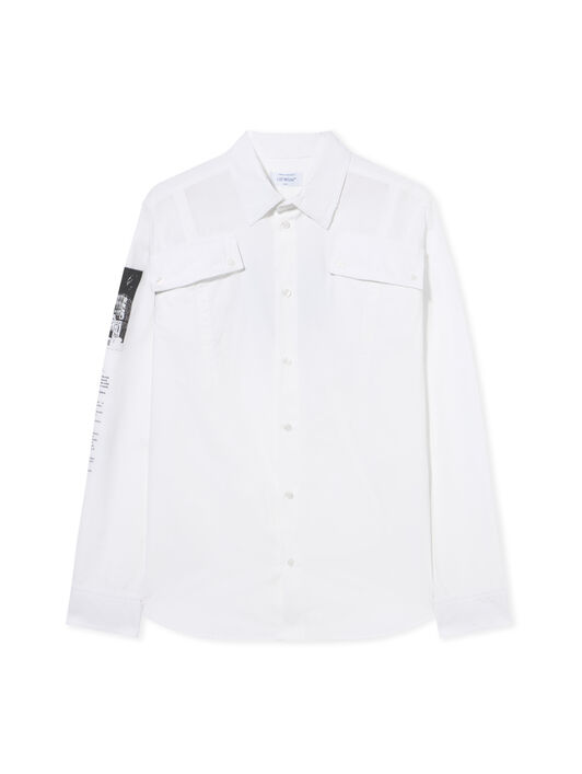 OFF WHITE Emblem Poplin Military Shirt WHITE - BLACK OMGE04IF25FAB002
