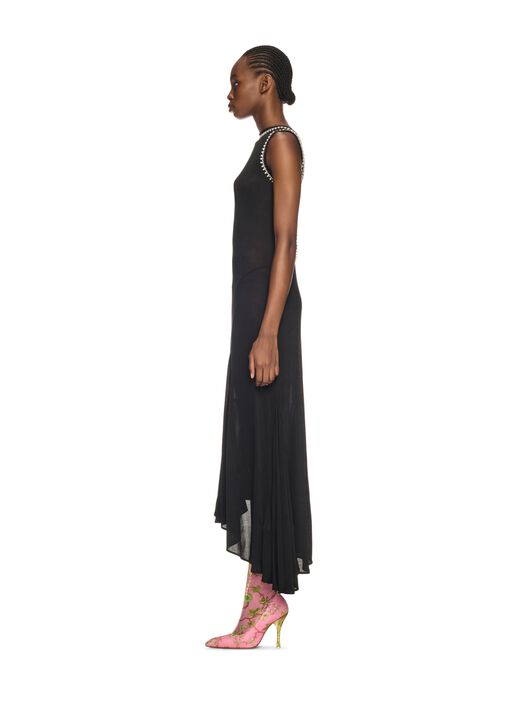 OFF WHITE LIGHT RIB EMB 20S LONG DRESS BLACK OWDB505F24JER001