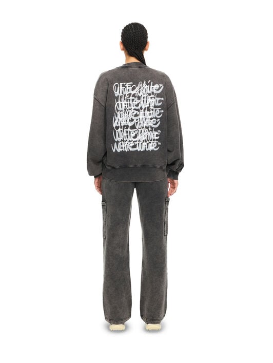 OFF WHITE Off Marker Over Crew Sweatshirt Marble Black-White 2BA075S26FLE002