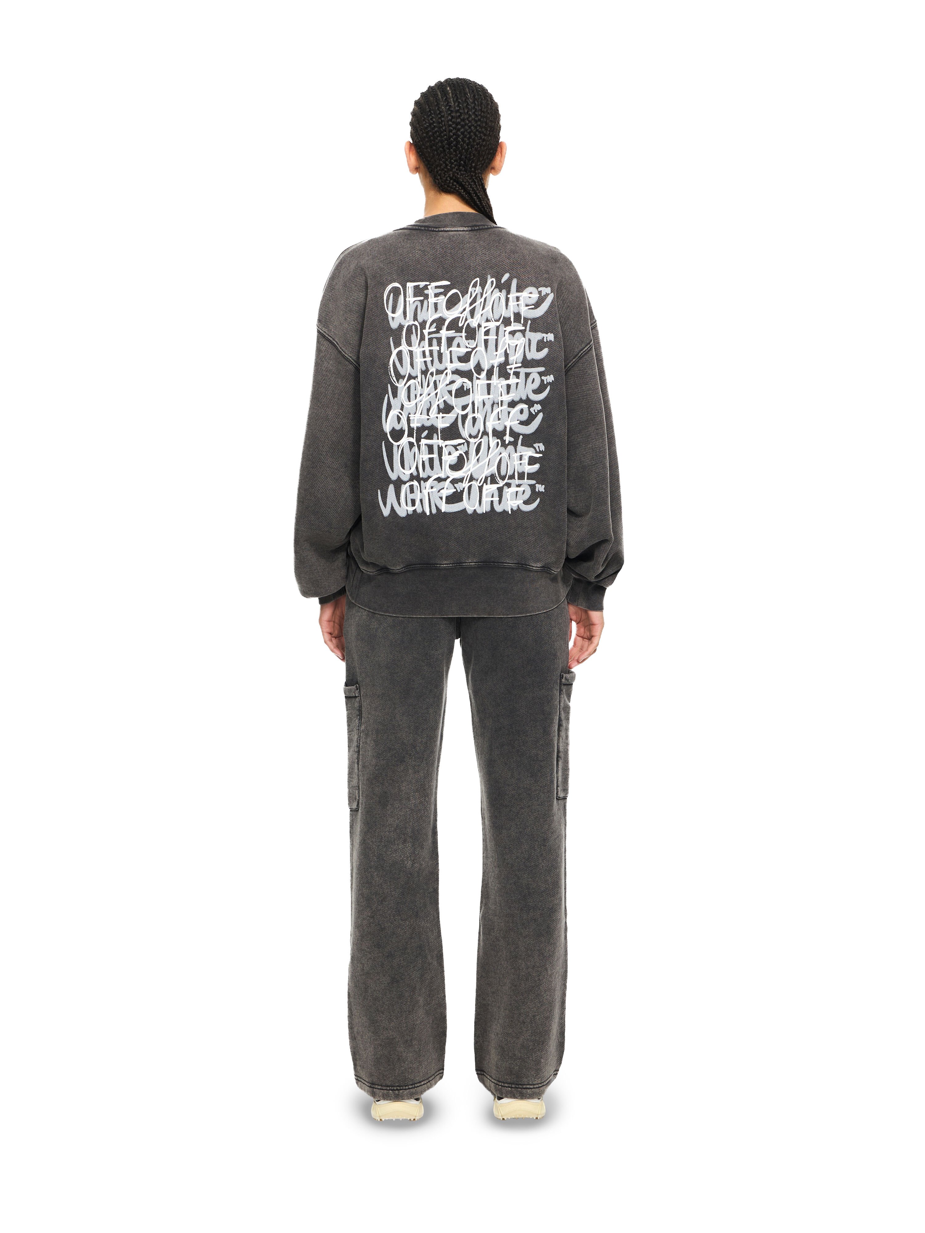 OFF WHITE Off Marker Over Crew Sweatshirt Marble Black-White 2BA075S26FLE002