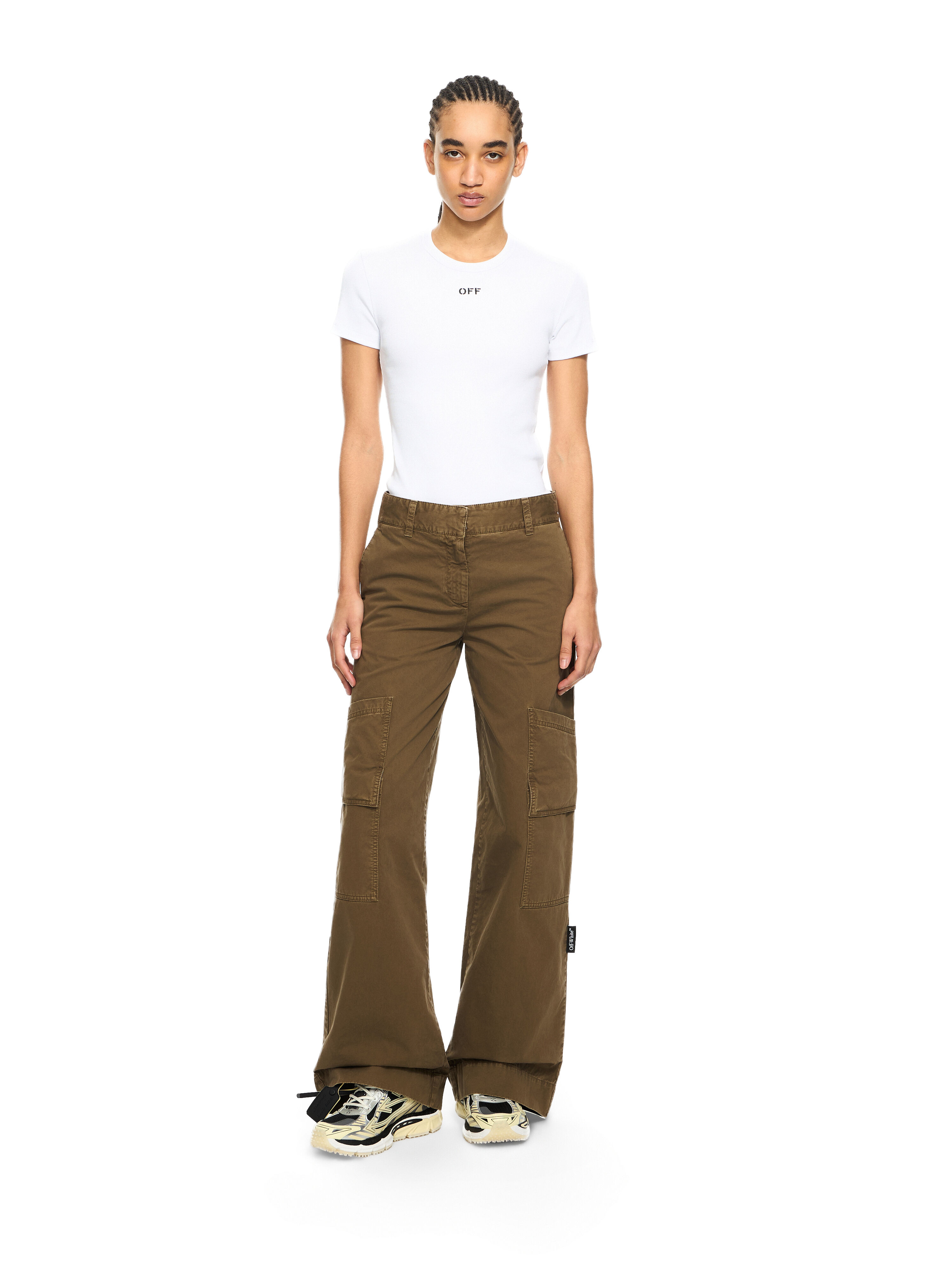 OFF WHITE Off Stamp Ribbed Basic T-Shirt White-Black 2AA065C99JER005