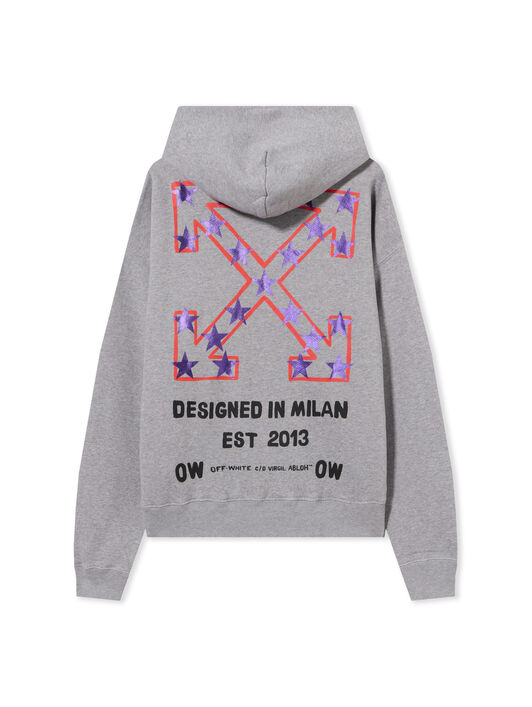 OFF WHITE Star Arrow Zip Skate Hoodie GREY MELANGE - BLACK OMBE015S25FLE002