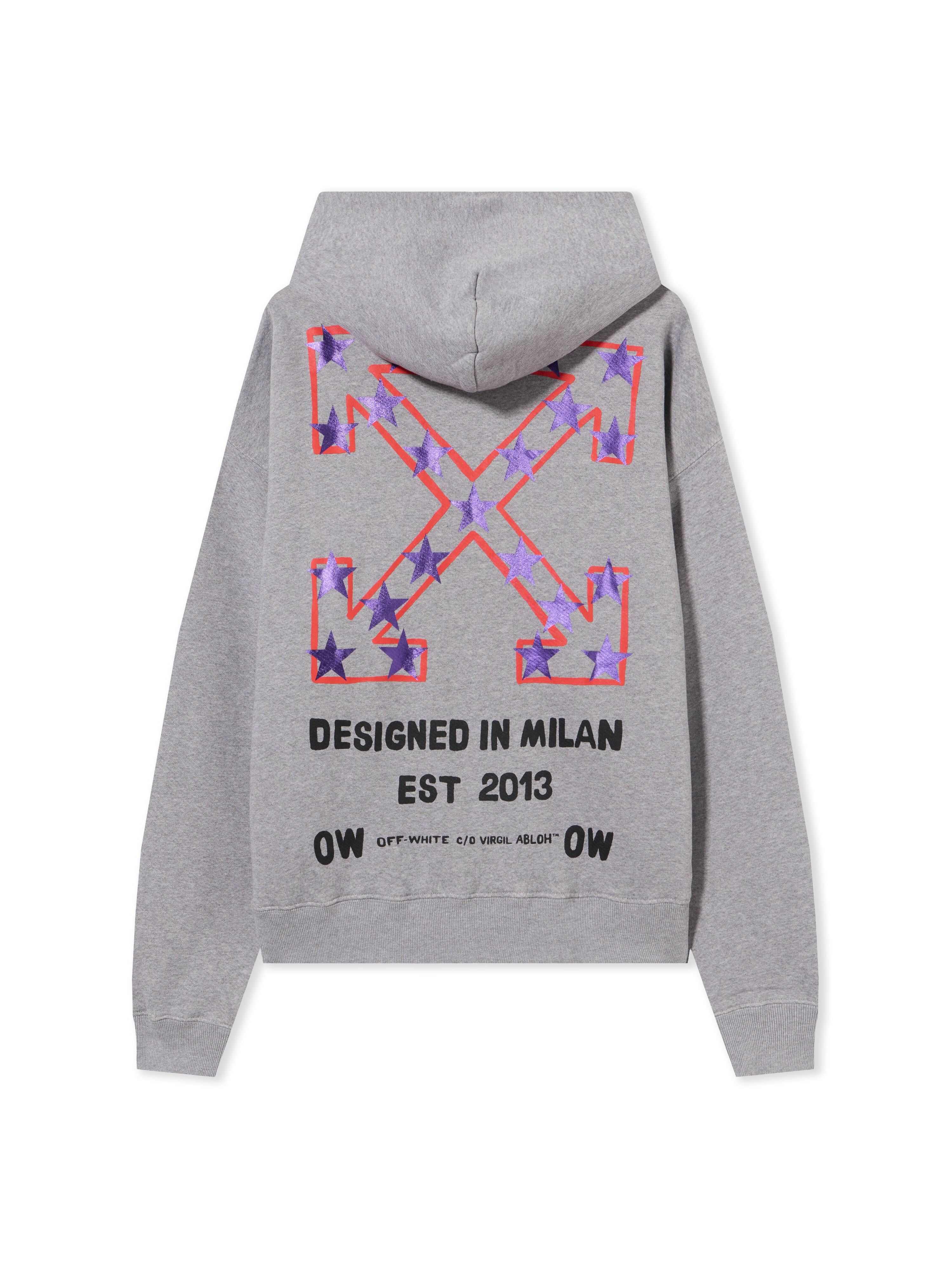 OFF WHITE Star Arrow Zip Skate Hoodie GREY MELANGE - BLACK OMBE015S25FLE002