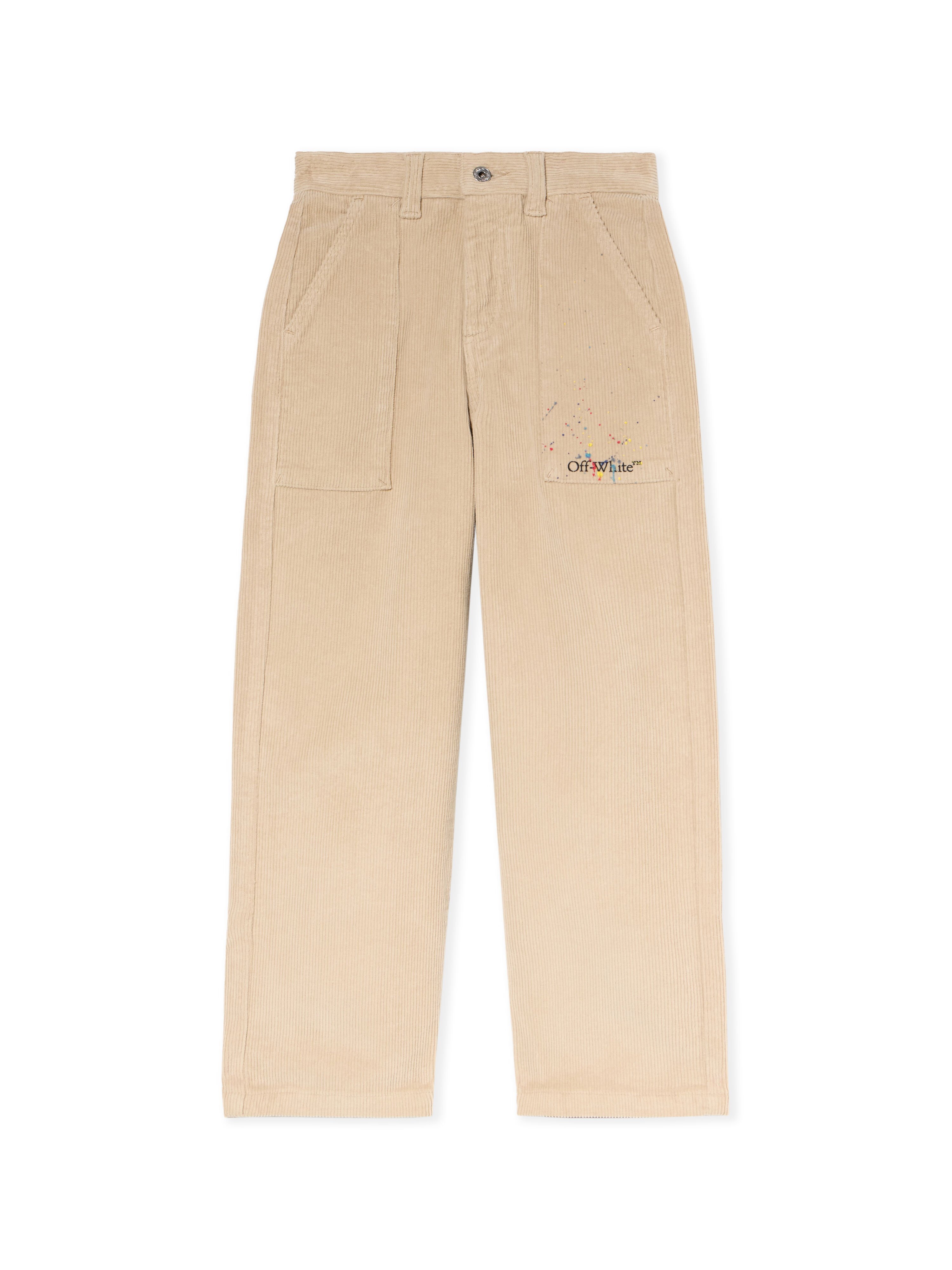 OFF WHITE Diagonal Splat Corduroy Logo Pants SAND - BLACK OBCA00AF25FAB001