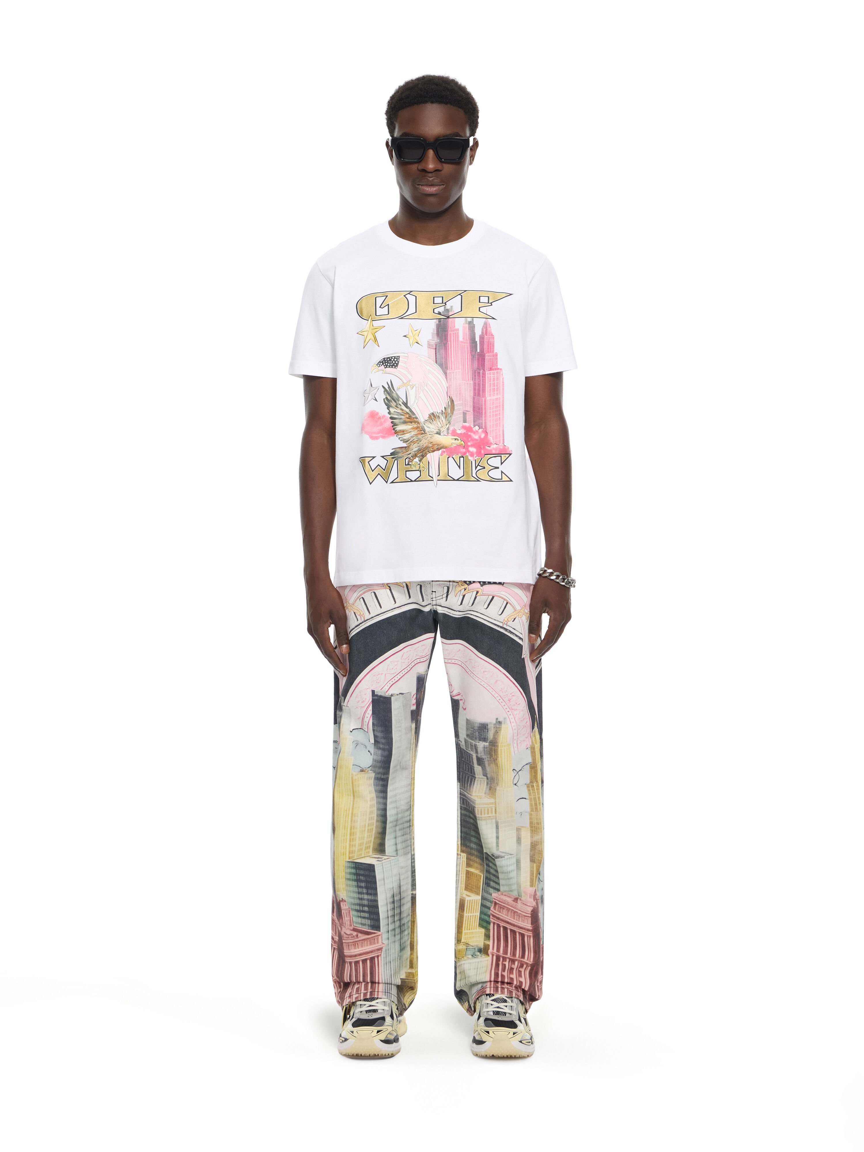 OFF WHITE All-over Frame Slim T-shirt WHITE 44MAA027Z26J001