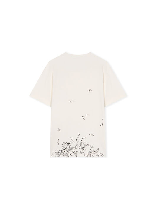 OFF WHITE Safety Pins Graphic Logo T-Shirt WHITE - BLACK OBAA002F25JER00H