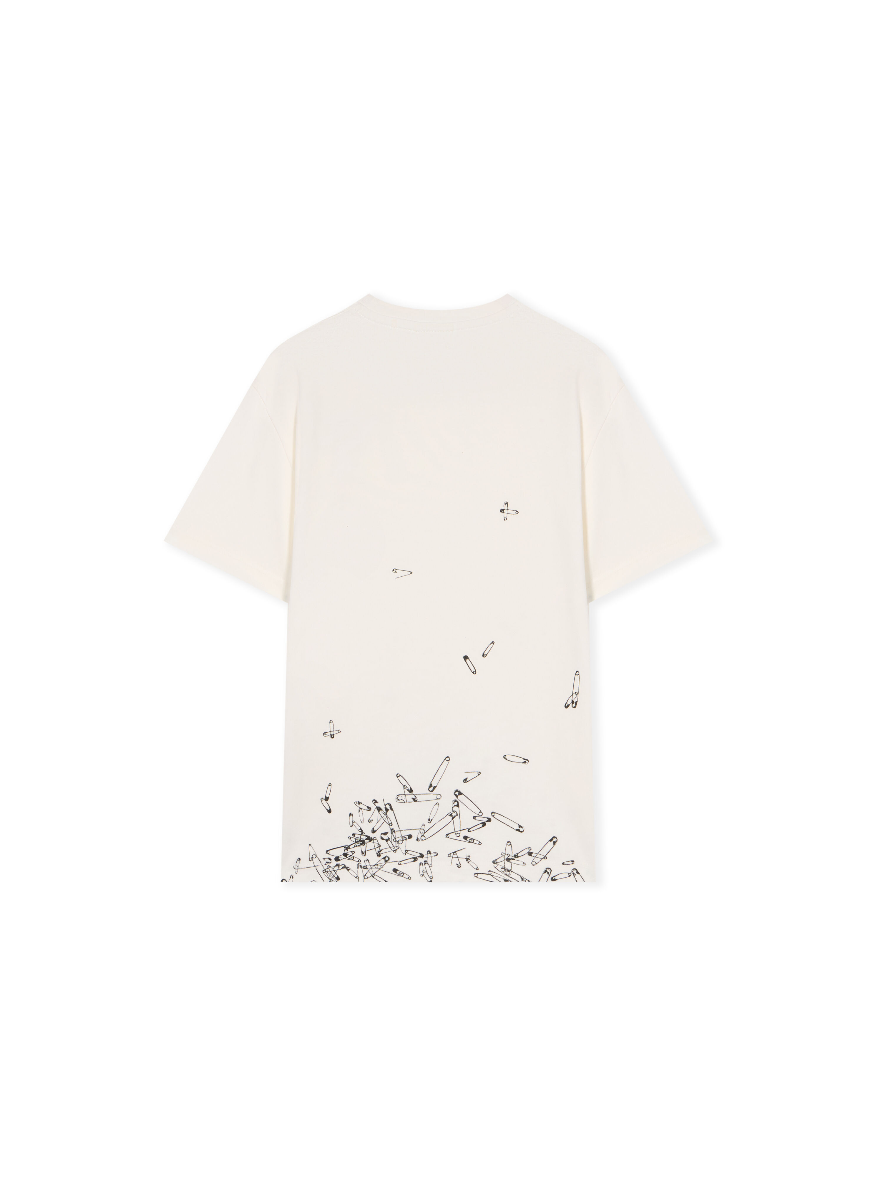 OFF WHITE Safety Pins Graphic Logo T-Shirt WHITE - BLACK OBAA002F25JER00H