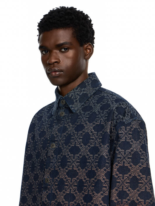 Arrow Monogram Degradé Jacquard Denim Overshirt OFF WHITE Arrow Monogram Degradé Jacquard Denim Overshirt DEGRADE 44MYD060F26D001