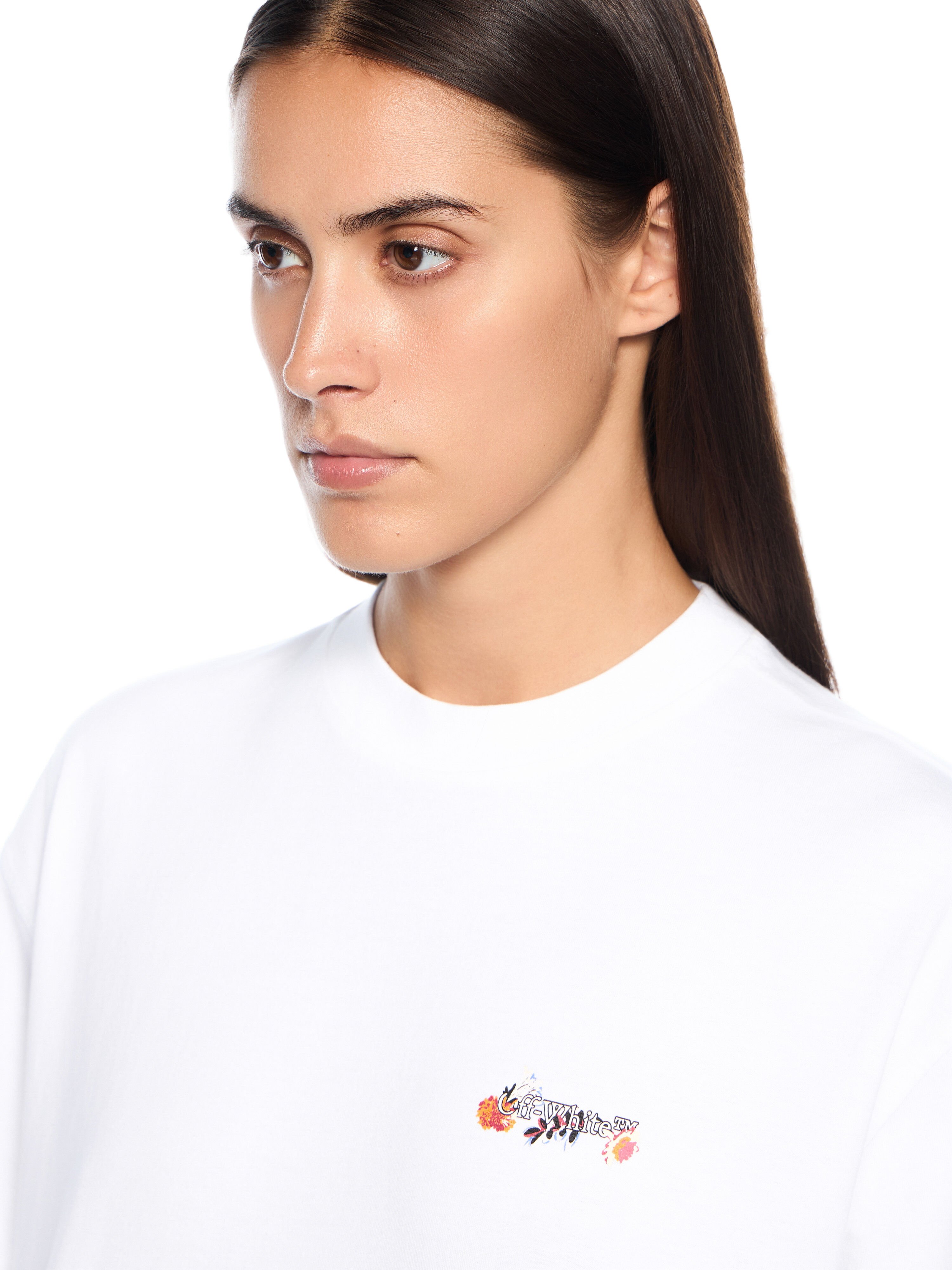 OFF WHITE Flower Vase Regular Logo Tee WHITE OWAA089F25JER005
