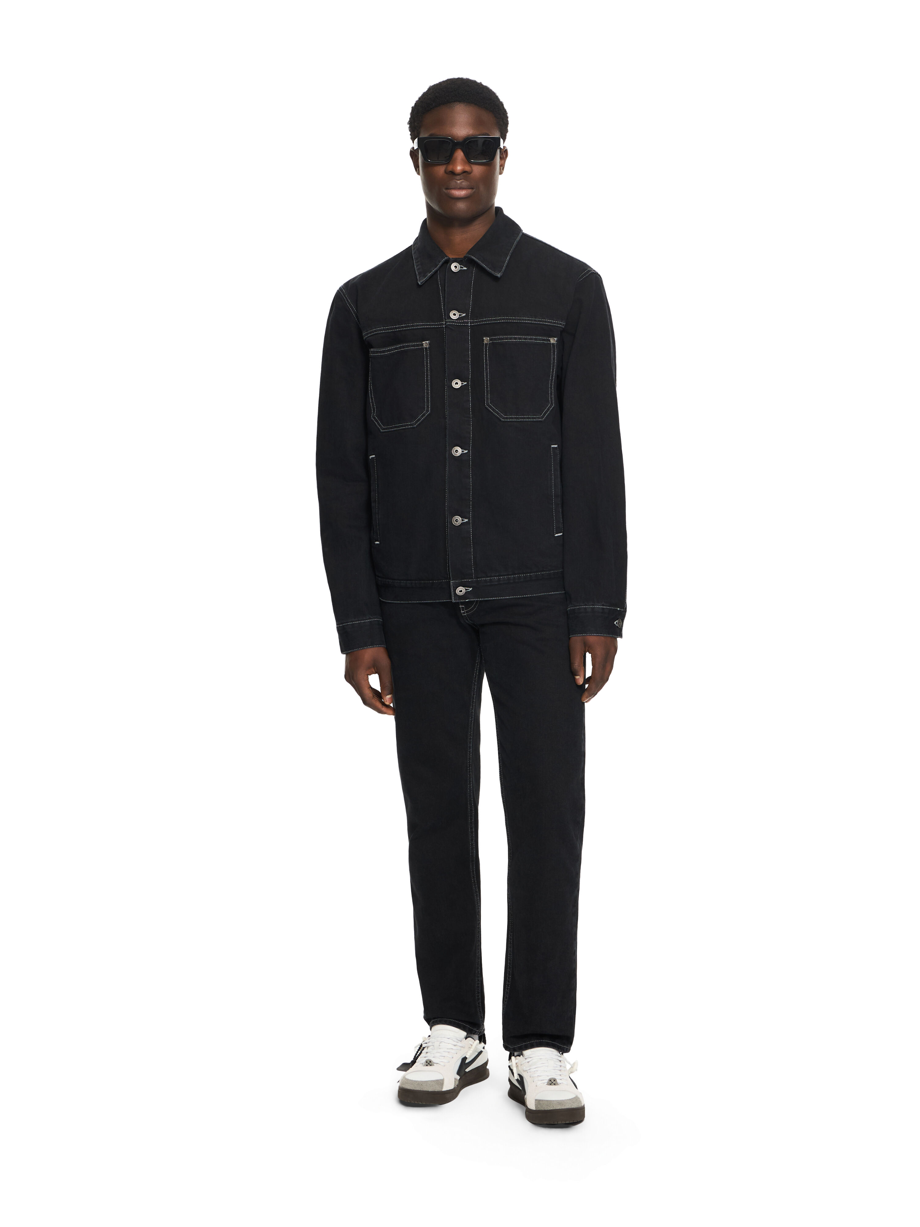 OFF WHITE Half Arrow Denim Skate Jacket STONE RAW BLACK 44MYE09QS26D001